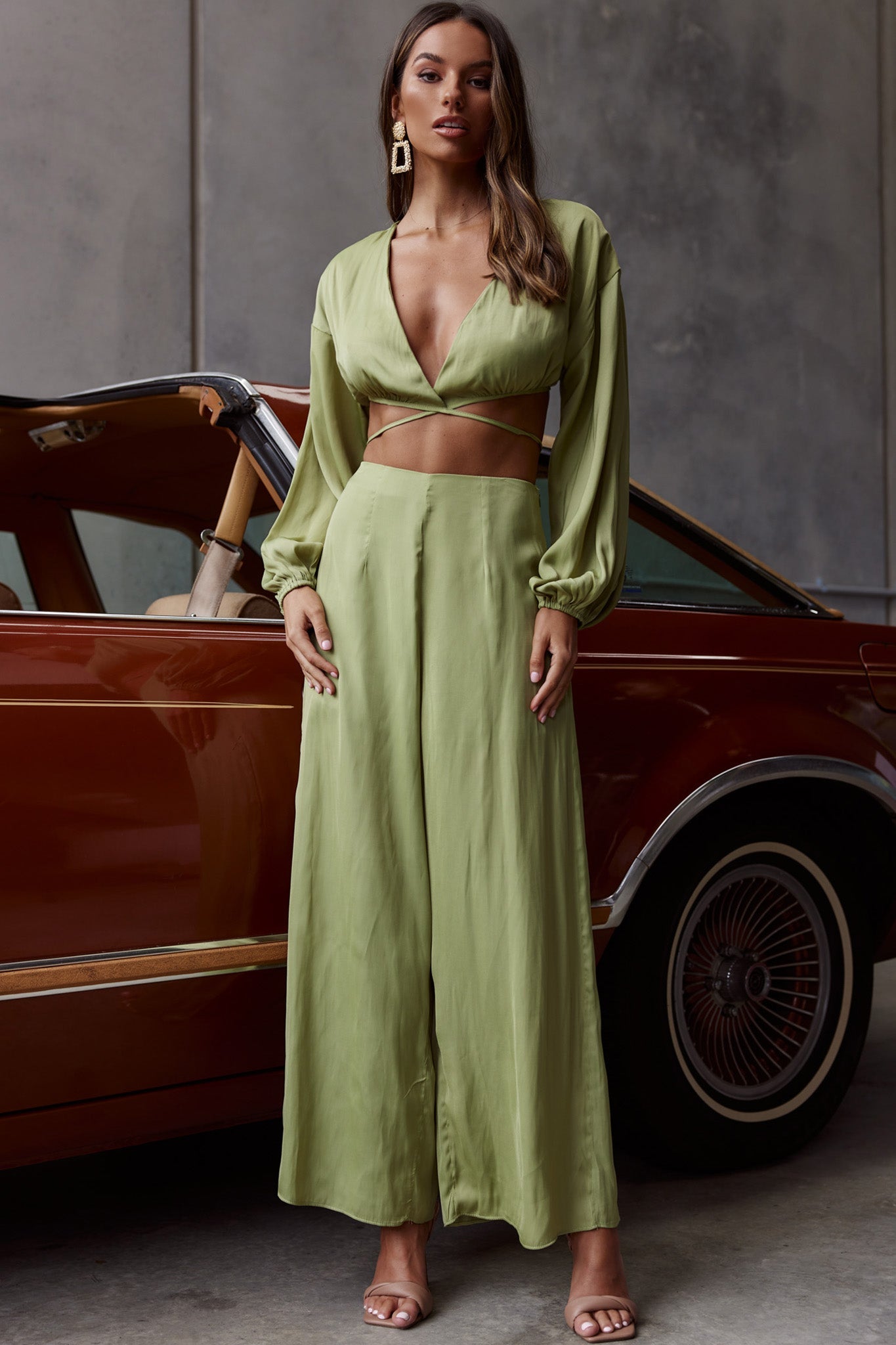 Lilian Wide Legs Pants Olive by Selfie Leslie