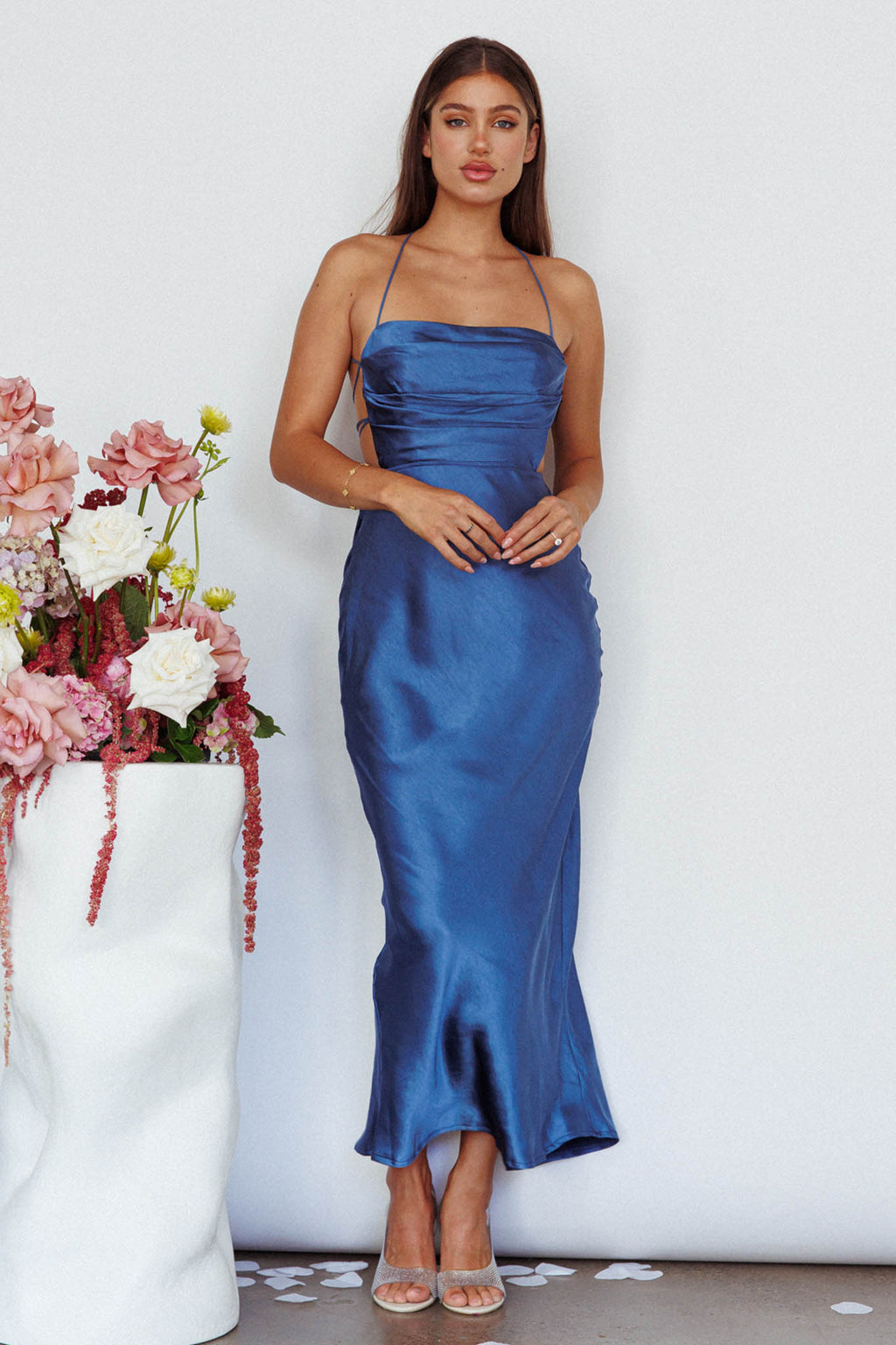 Heaven On Earth Lace-Up Back Maxi Dress Blue by Selfie Leslie Australia