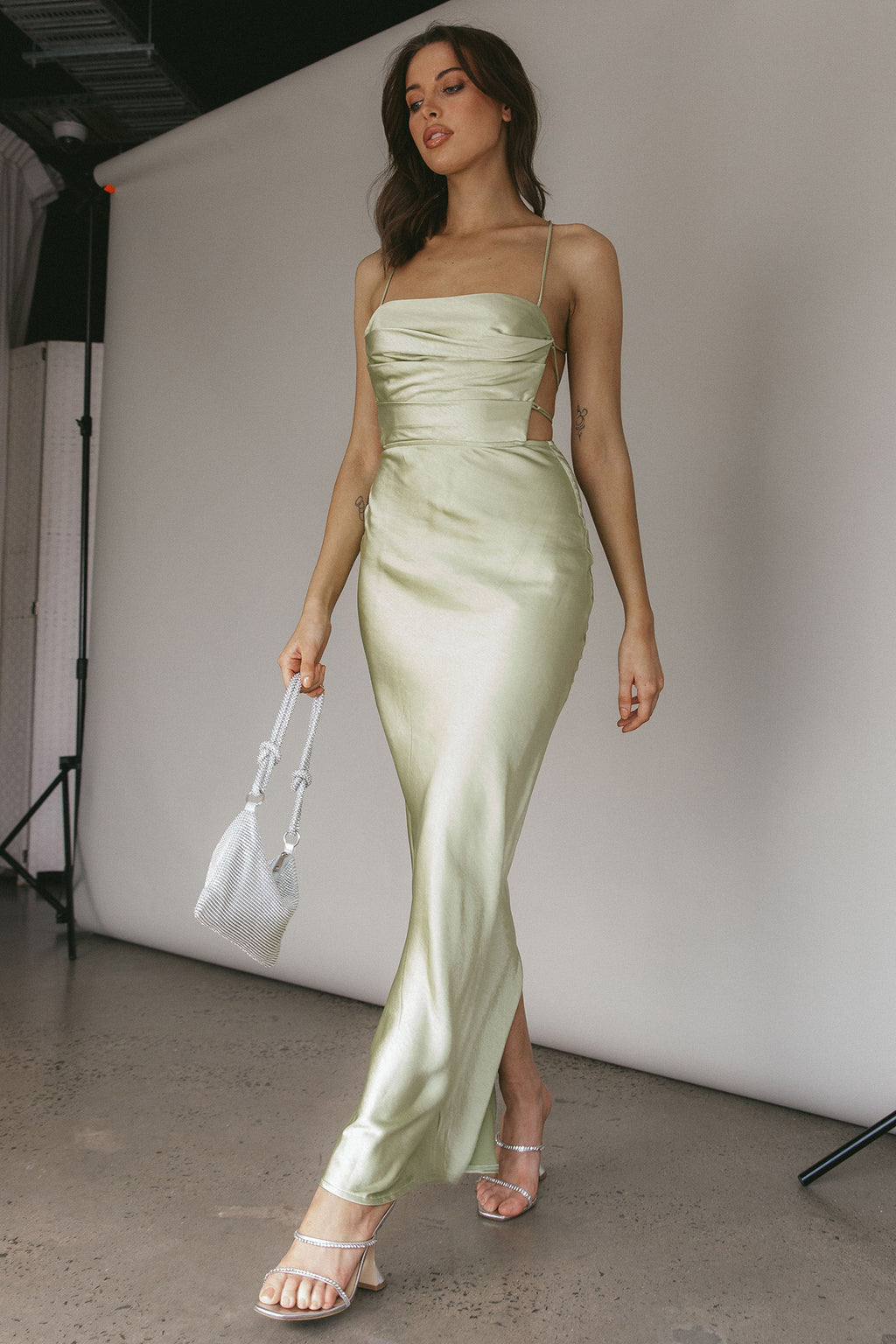 Heaven On Earth Lace-Up Back Maxi Dress Kiwi by Selfie Leslie Australia