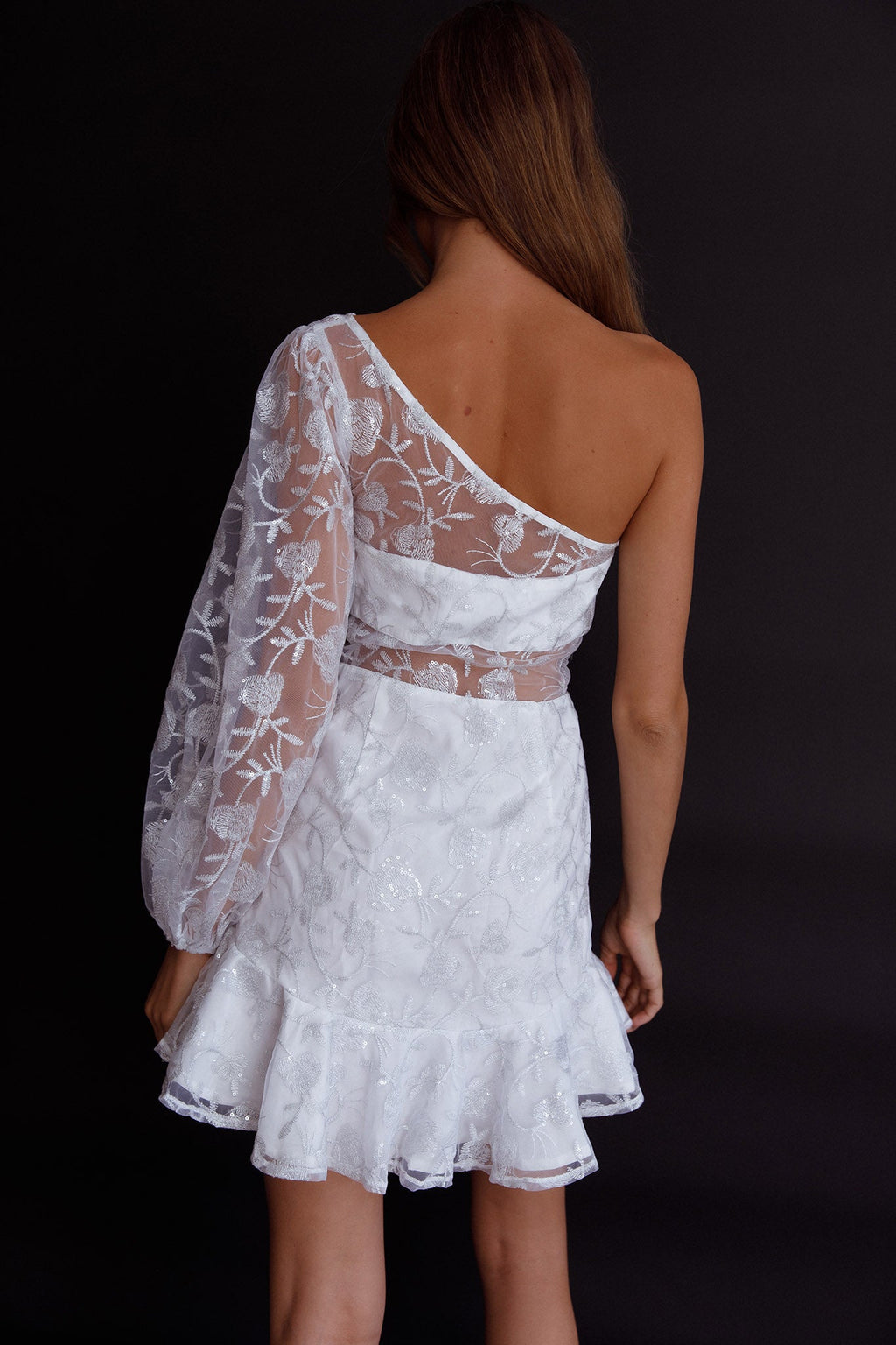 Summerville One-Shoulder Embellished Dress White by Selfie Leslie