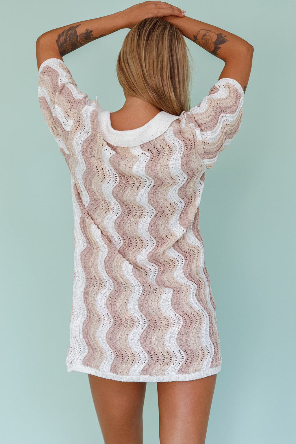 Glennon Crochet Shirt Dress Beige by Selfie Leslie Australia