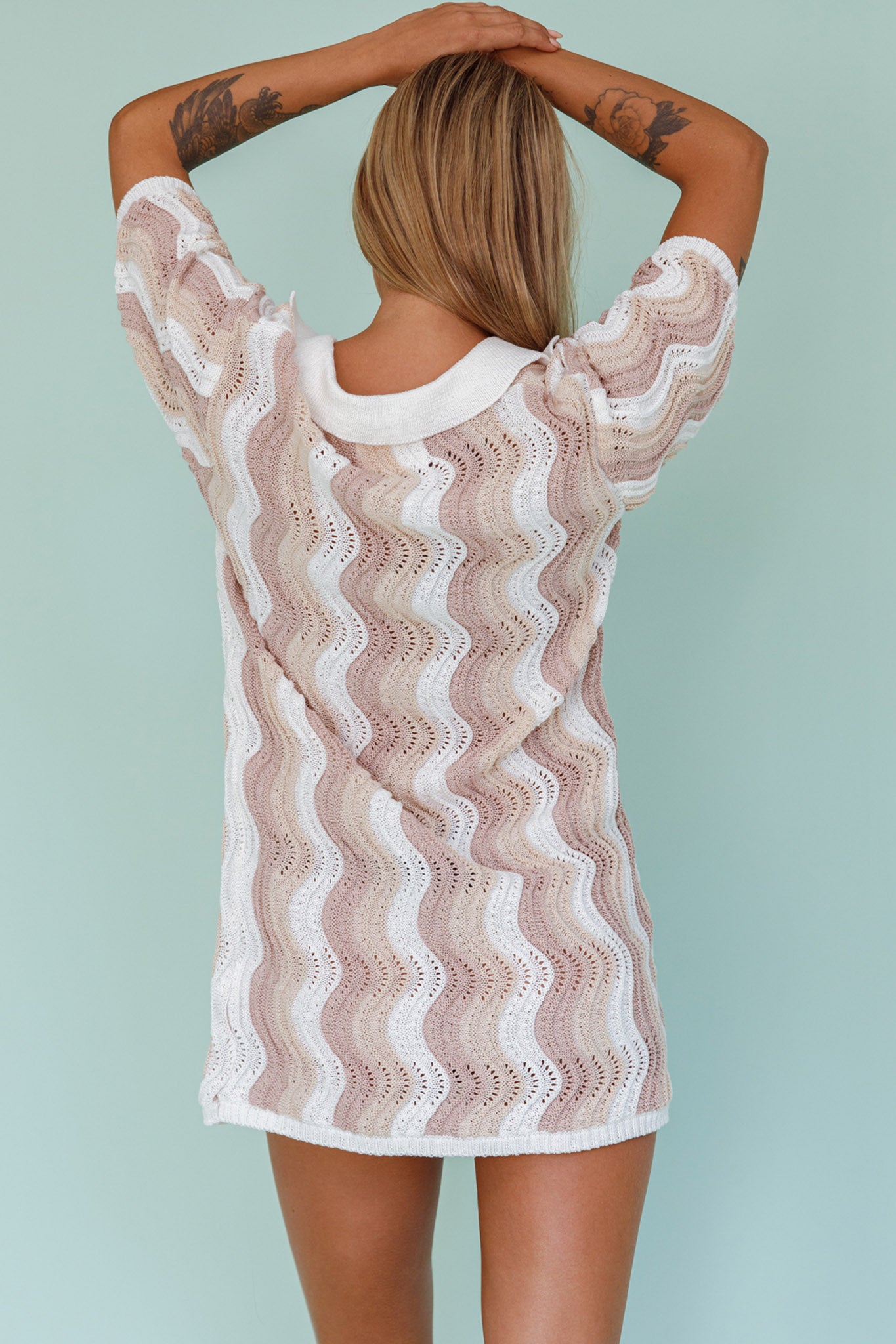 Glennon Crochet Shirt Dress Beige by Selfie Leslie Australia