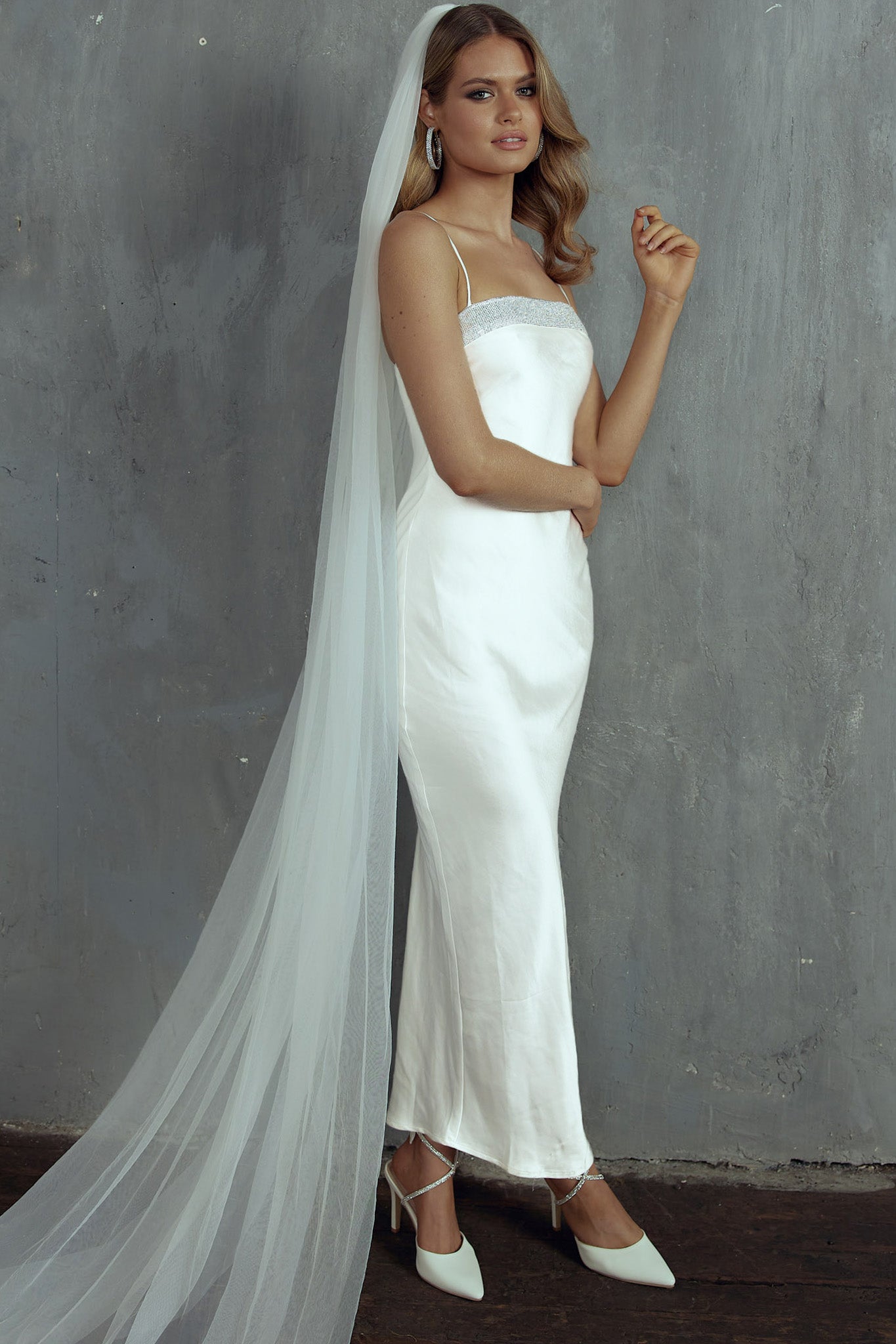 Making Headlines Diamante Neckline Maxi Dress White by Selfie Leslie