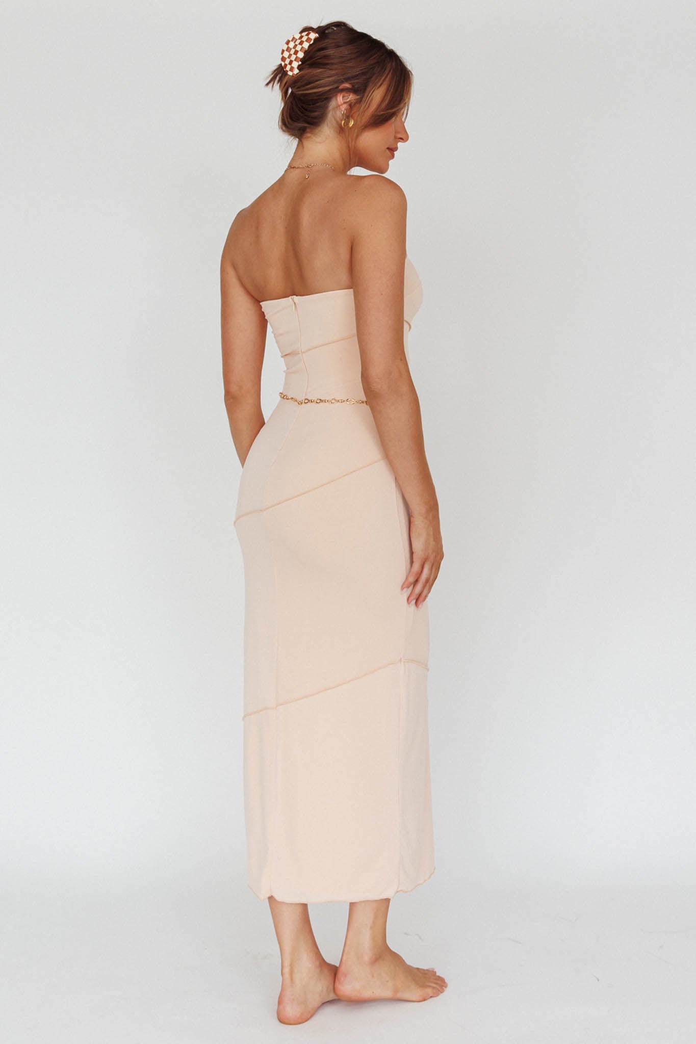 Making Headlines Strapless Midi Dress Cream by Selfie Leslie Australia