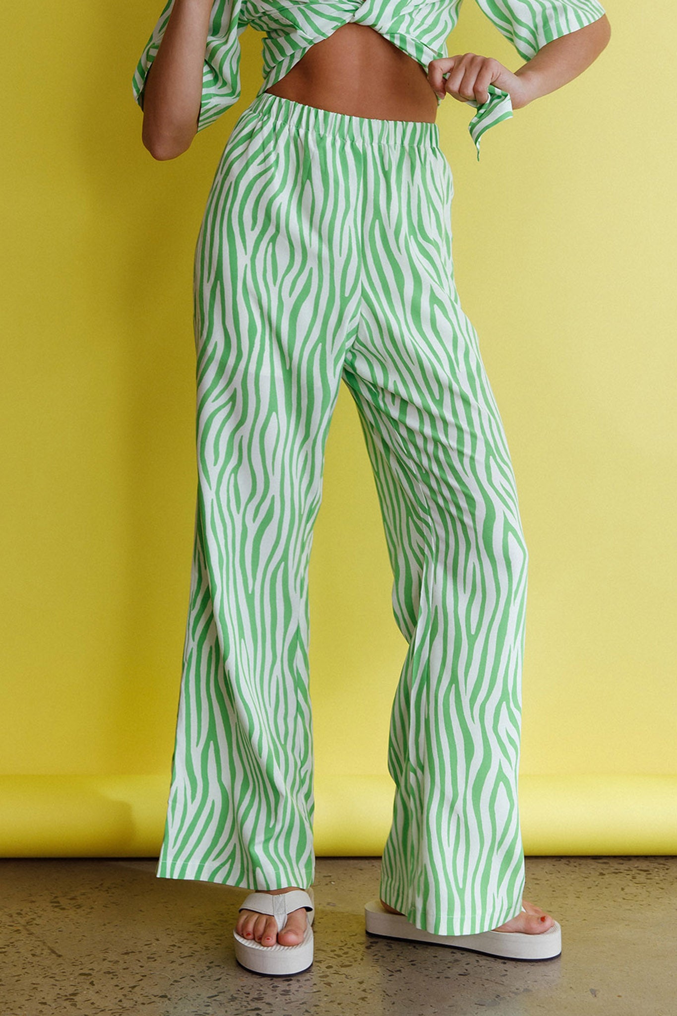 Just A Hunch Pants Zebra Green by Selfie Leslie Australia