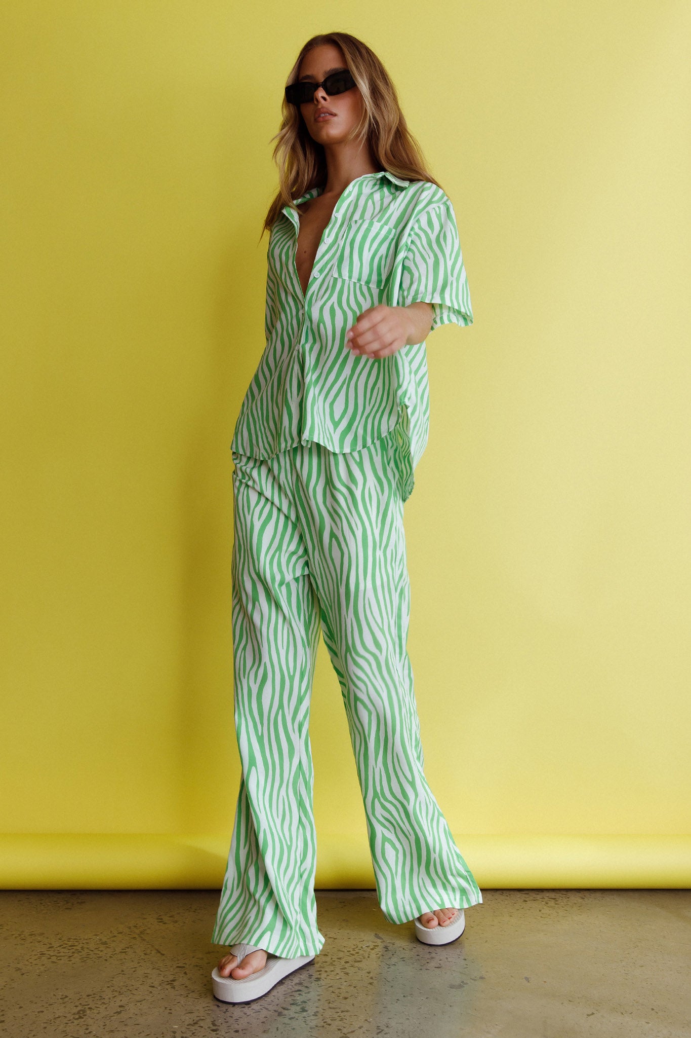 Just A Hunch Pants Zebra Green by Selfie Leslie Australia