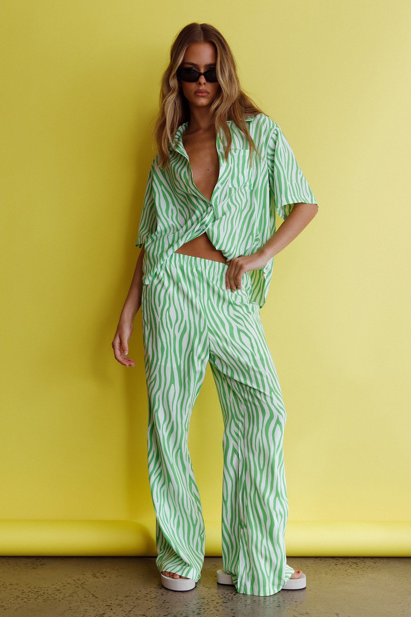 Just A Hunch Pants Zebra Green by Selfie Leslie Australia