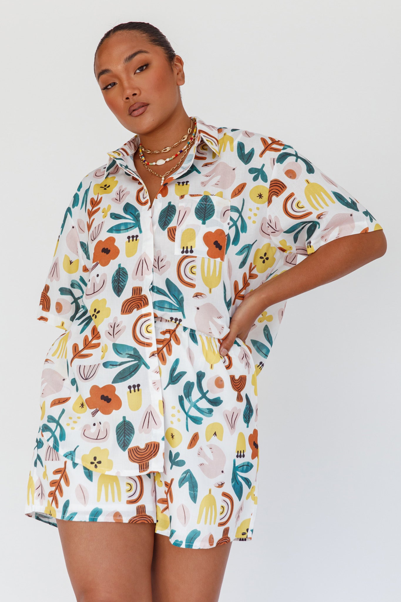 Just A Hunch Shorts Printed White by Selfie Leslie Australia