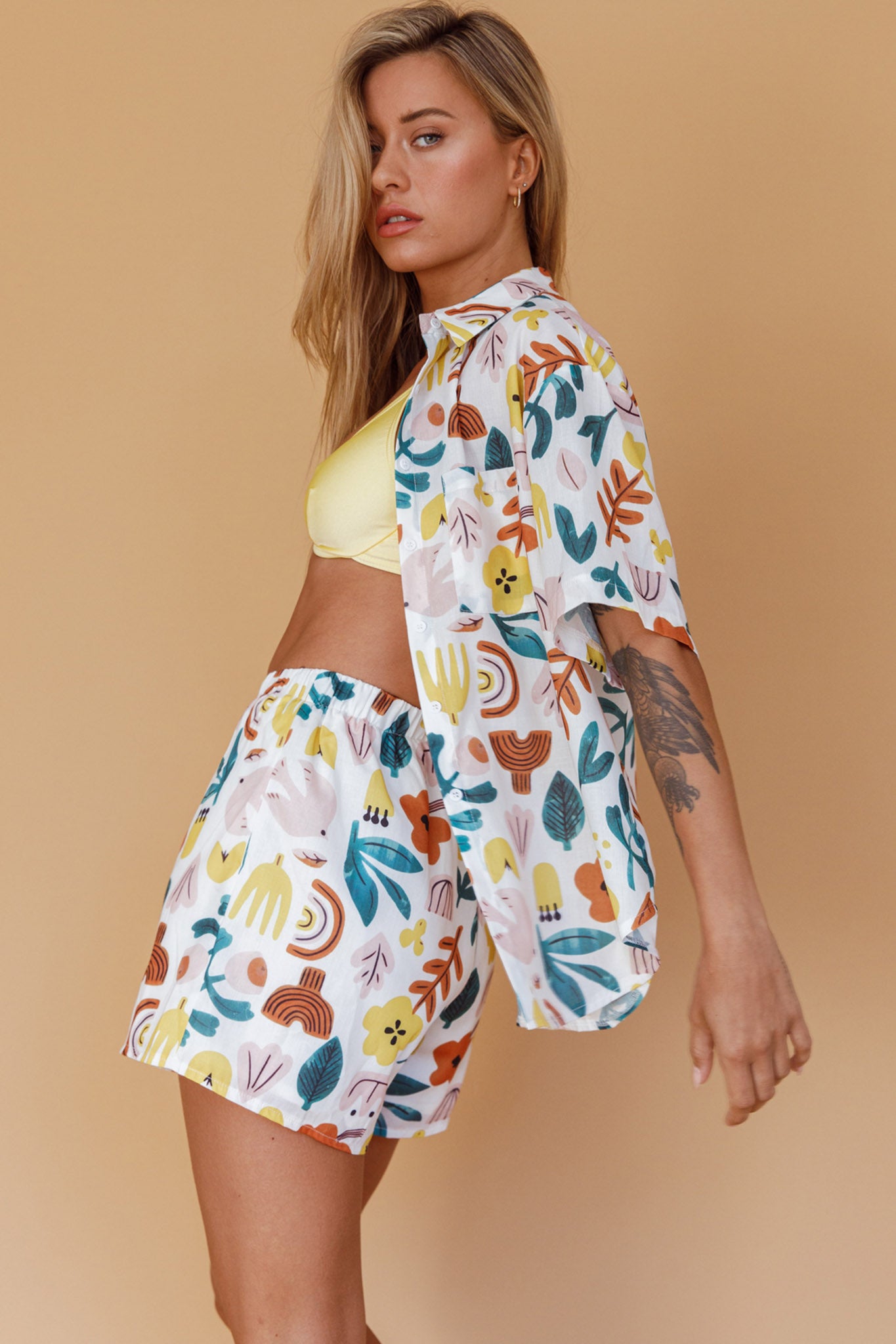 Just A Hunch Button Shirt Printed White by Selfie Leslie Australia