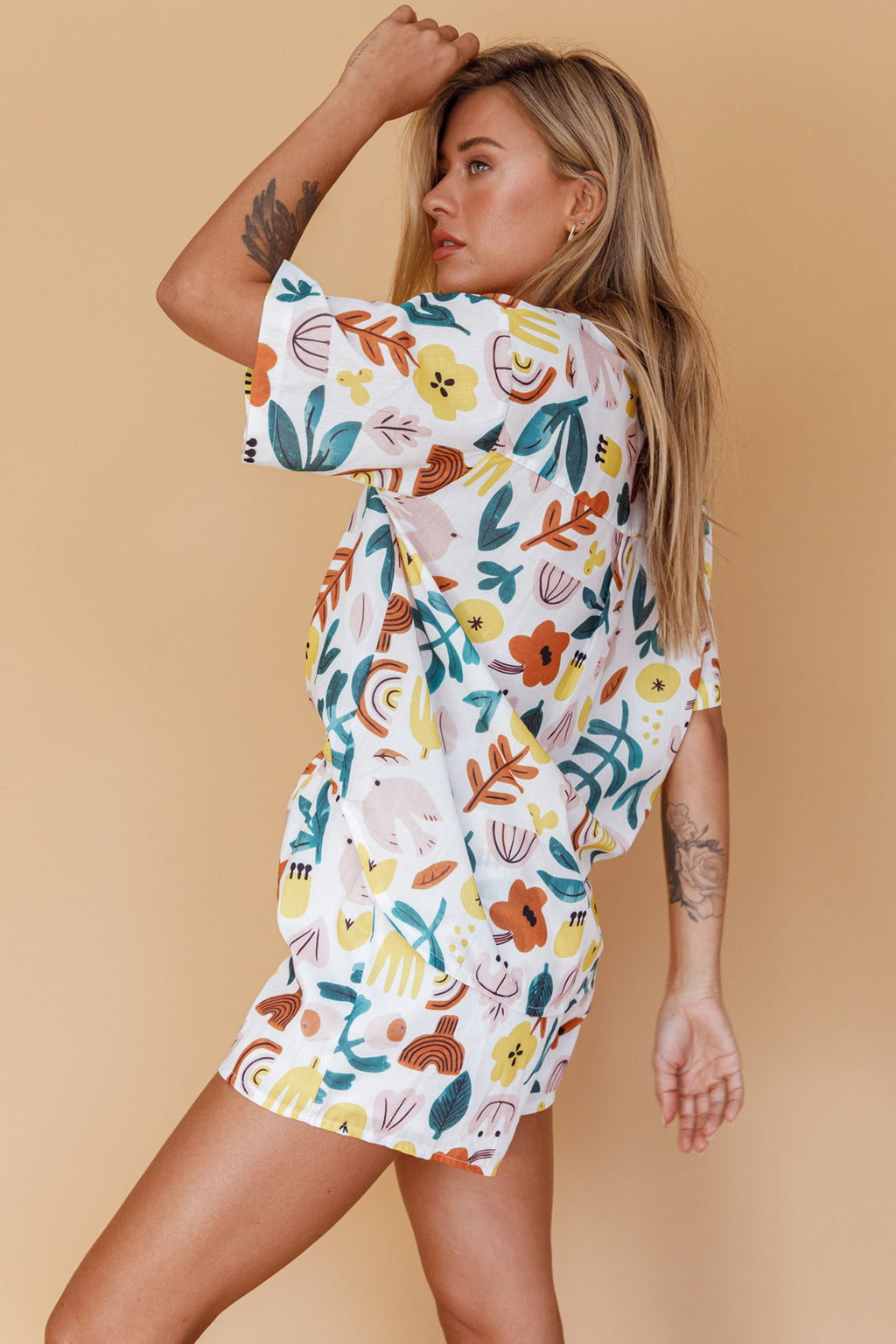 Just A Hunch Button Shirt Printed White by Selfie Leslie Australia