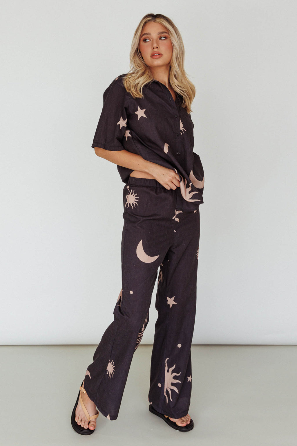 Just A Hunch Pants Sun Moon Black by Selfie Leslie Australia