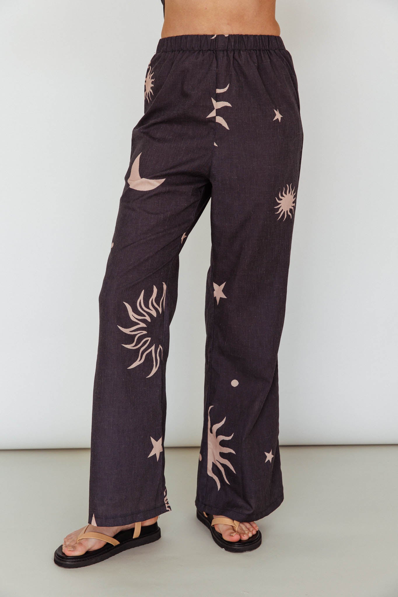 Shop the Just A Hunch Pants Sun Moon Black