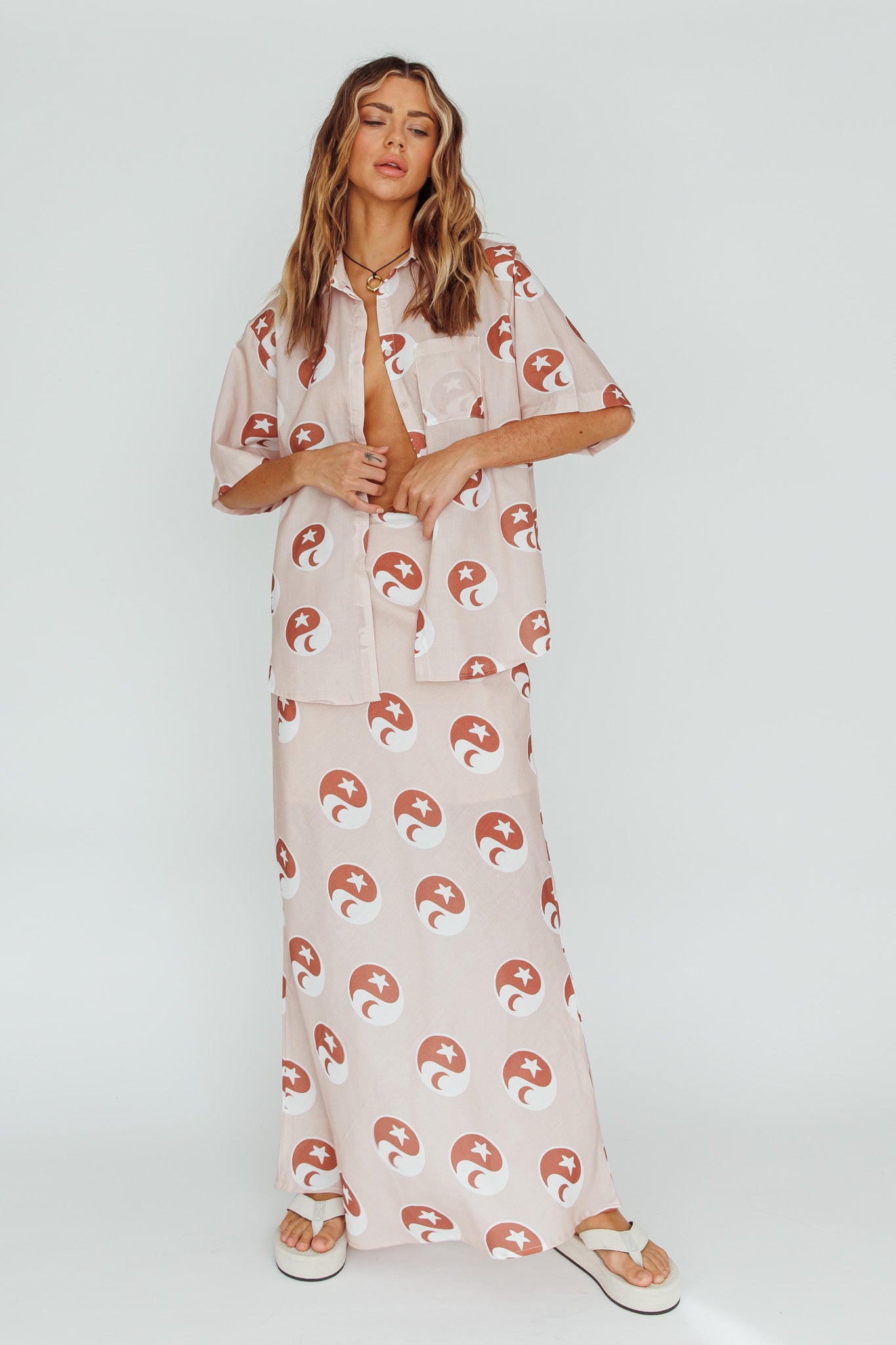 Just A Hunch Maxi Skirt Yin Yang Rose by Selfie Leslie Australia