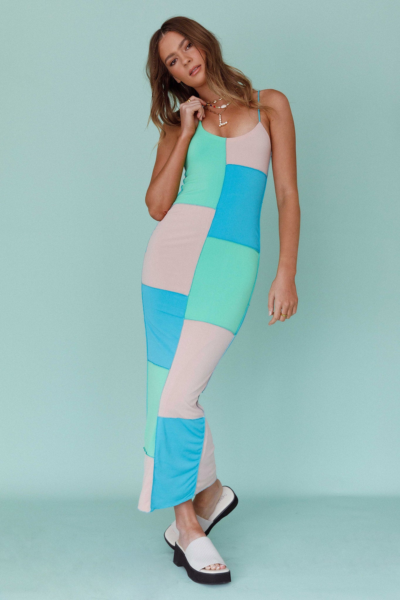 Crossroad Geometric Midi Dress Cerulean by Selfie Leslie Australia