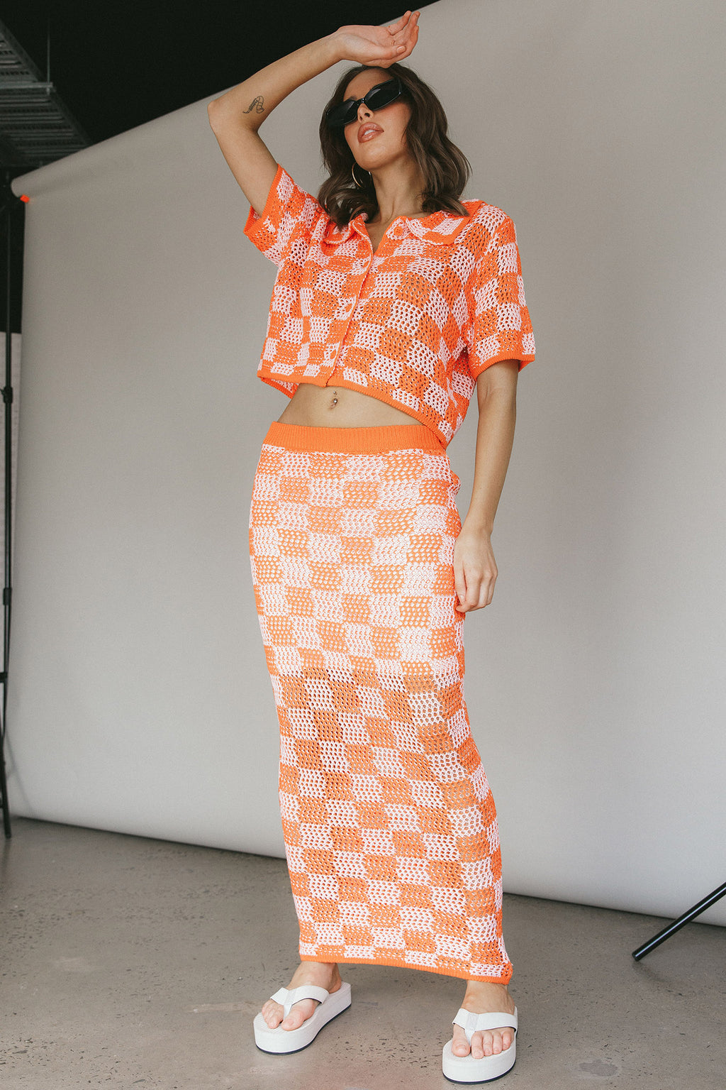 Byron Bay Crochet Buttoned Top Sunset by Selfie Leslie Australia
