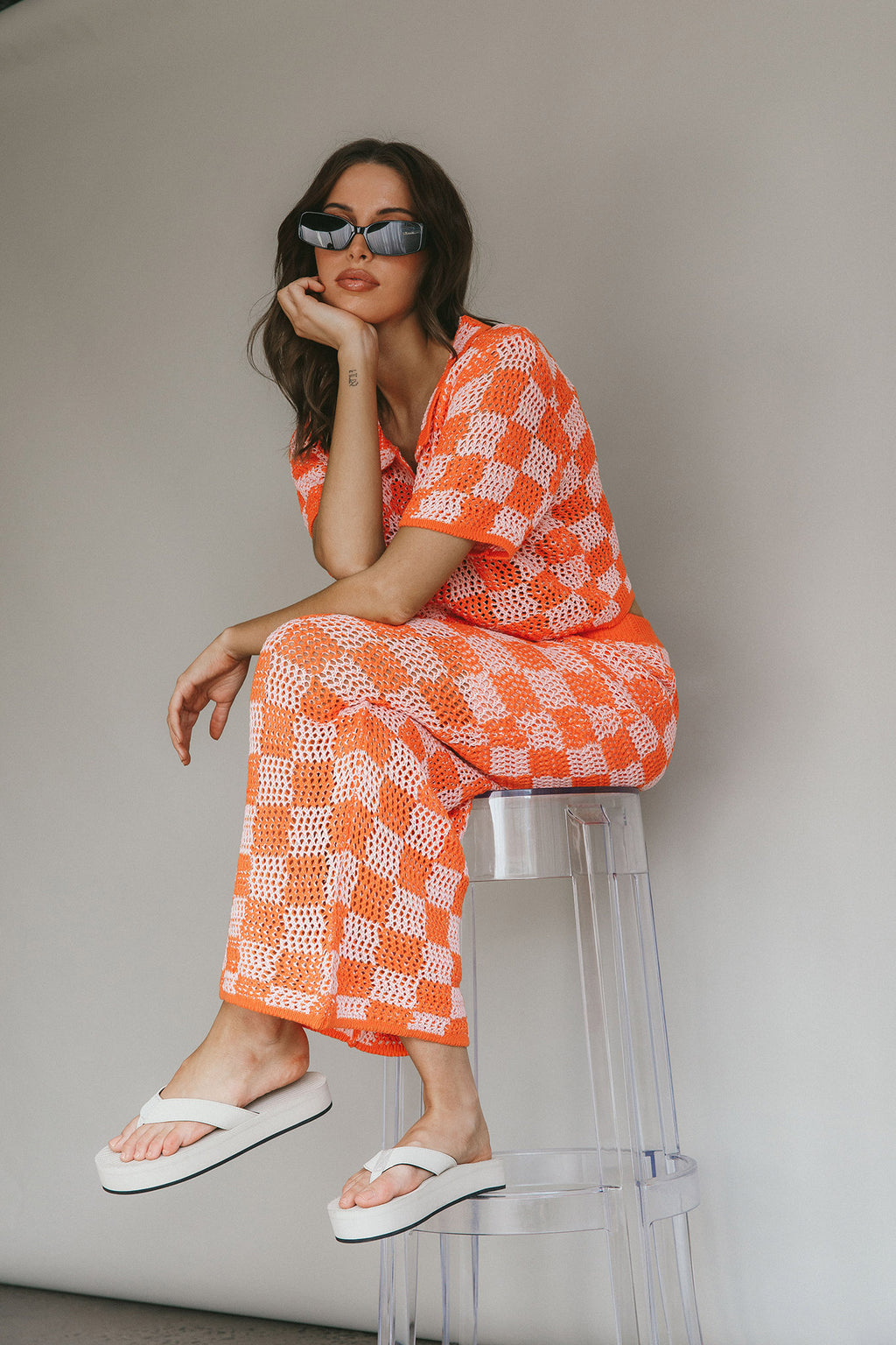 Byron Bay Crochet Buttoned Top Sunset by Selfie Leslie Australia
