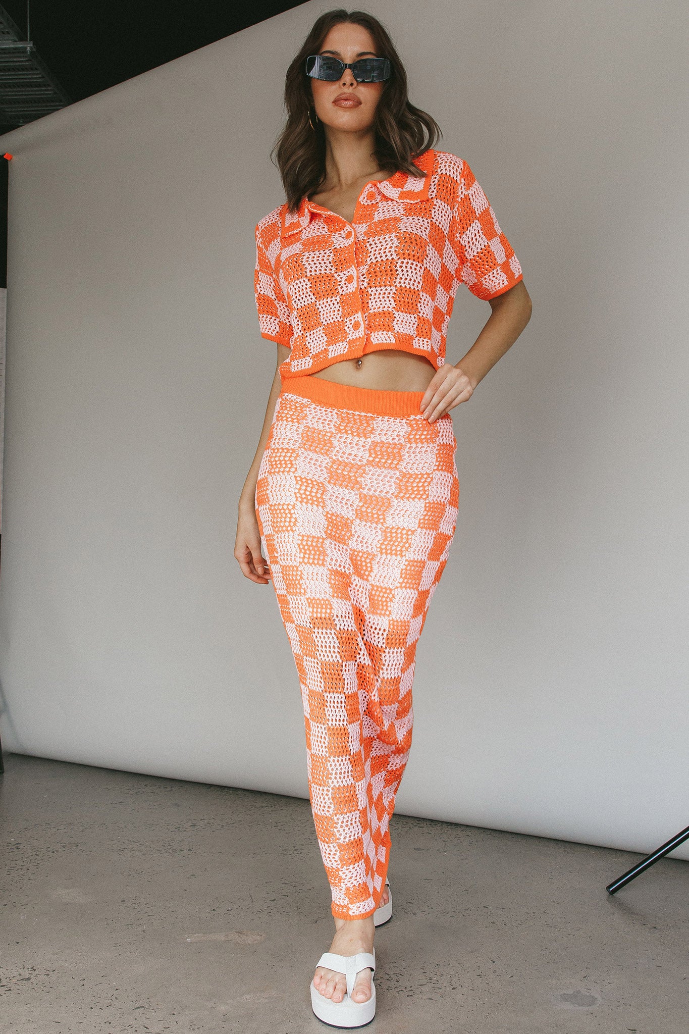 Byron Bay Crochet Buttoned Top Sunset by Selfie Leslie Australia