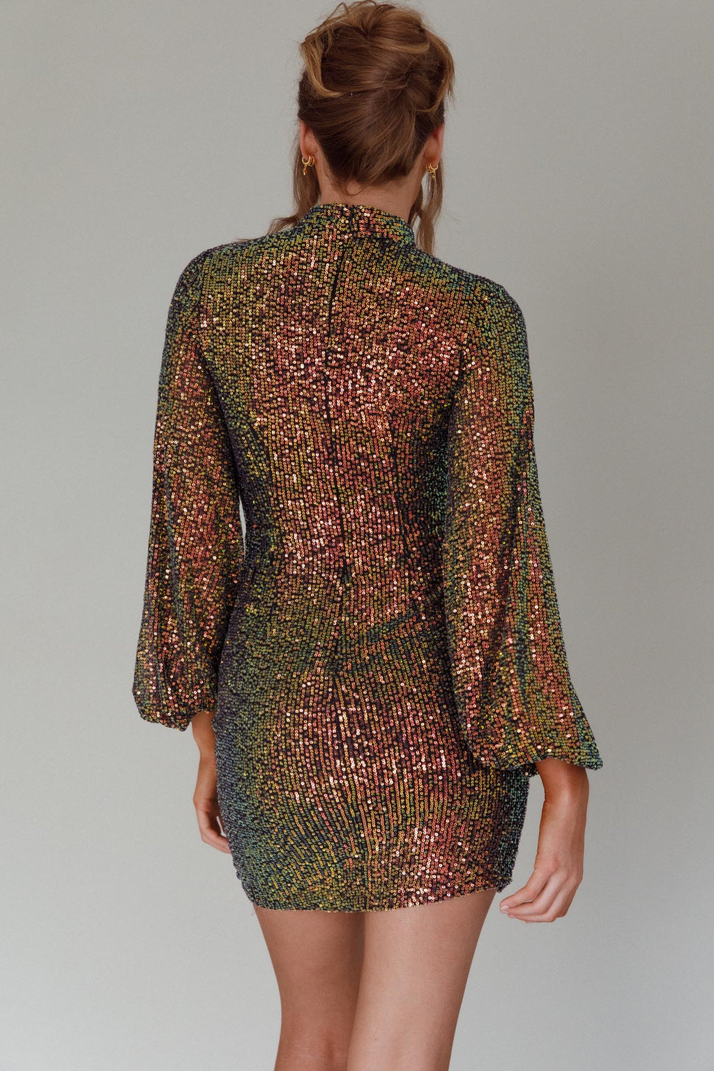La Discotheque Long Sleeve Sequin Mini Dress Navy by Selfie Leslie Australia