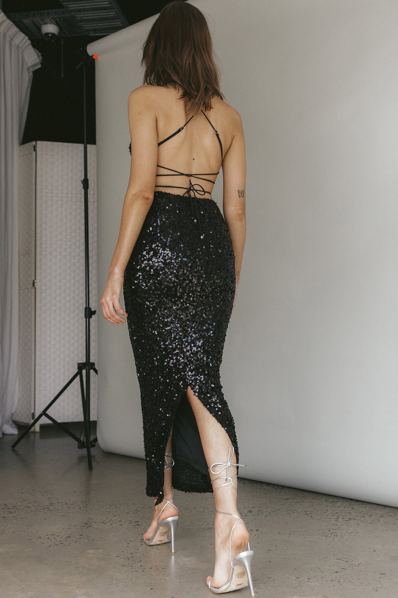 Zefa Sequin Midi Skirt Black by Selfie Leslie Australia