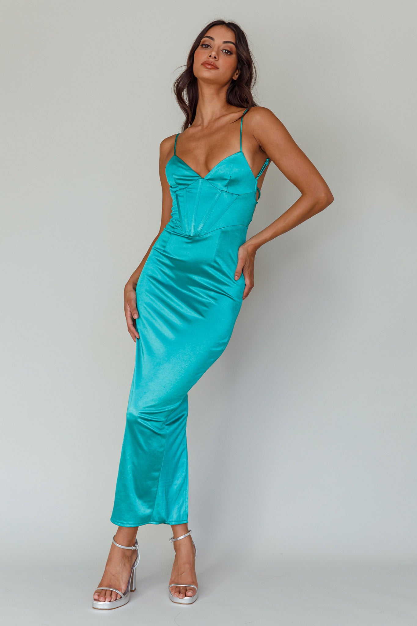 Seraya Lace-Up Back Dress Green by Selfie Leslie Australia