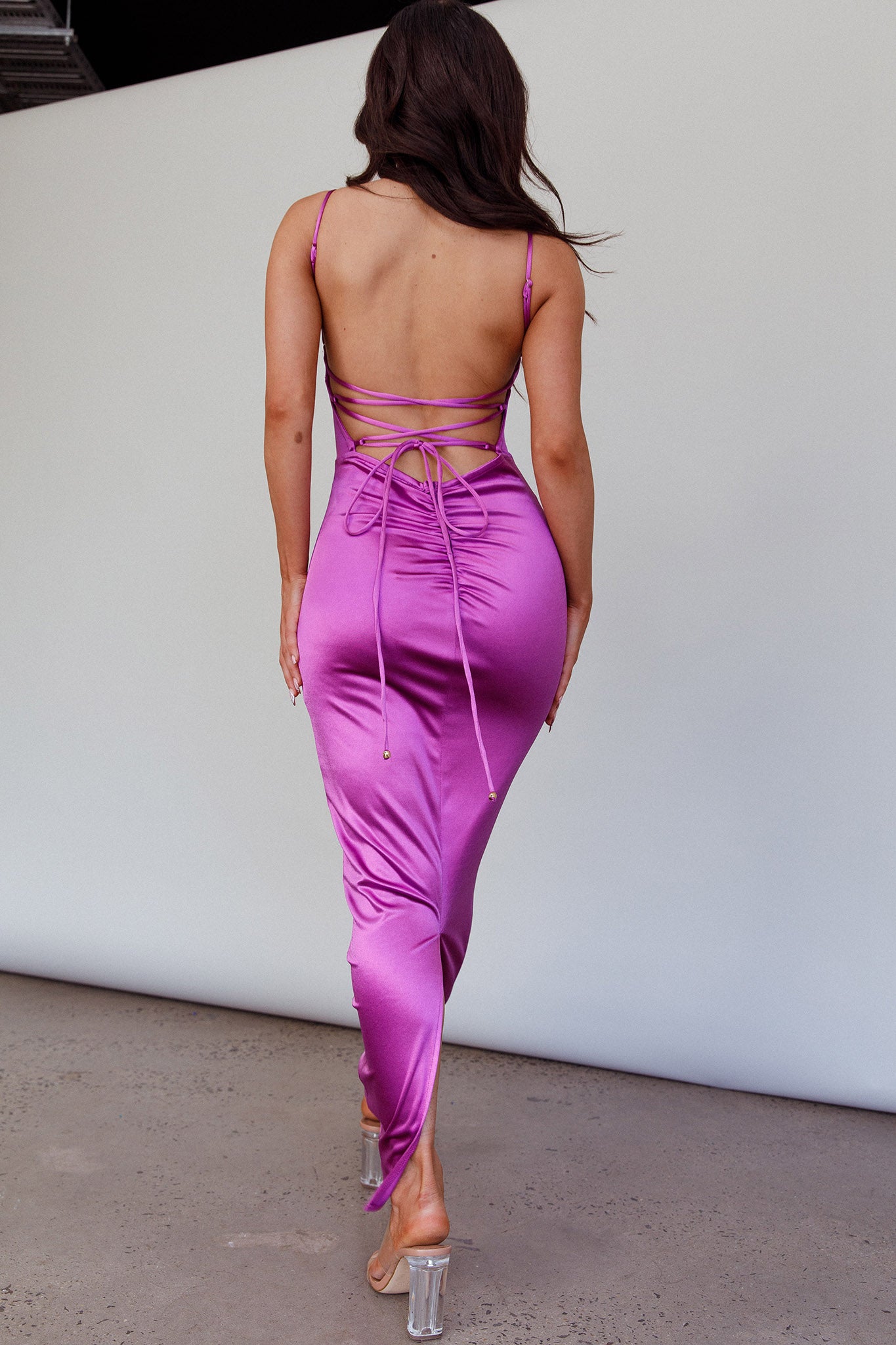 Seraya Lace-Up Back Dress Violet by Selfie Leslie Australia