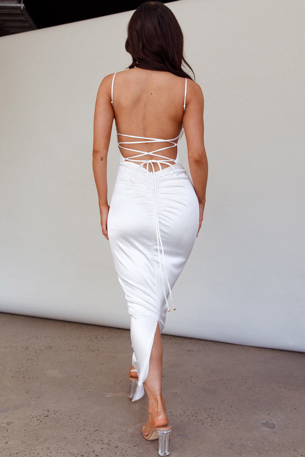 Seraya Lace-Up Back Dress White by Selfie Leslie Australia