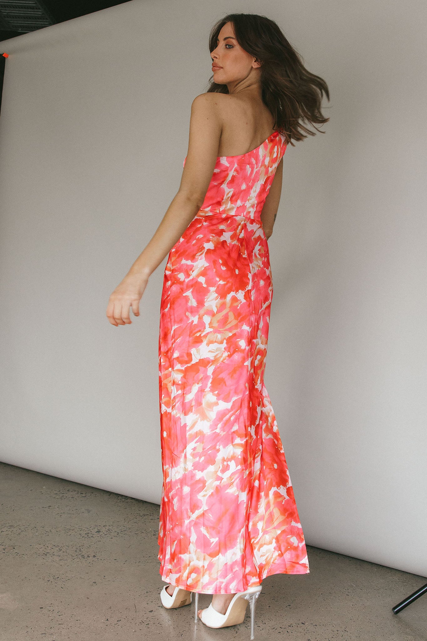 Portland One-Shoulder Maxi Dress Floral Pink by Selfie Leslie Australia