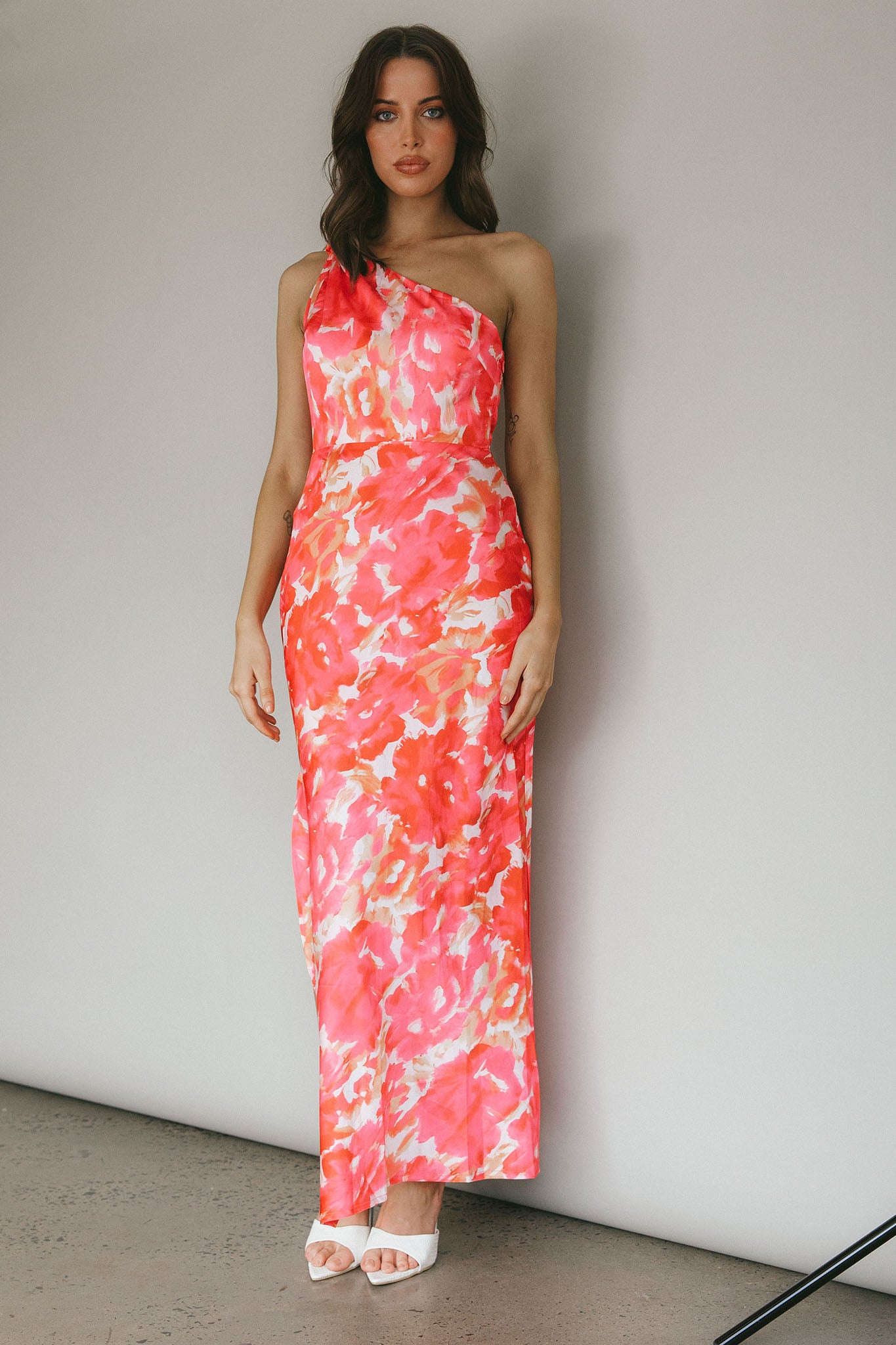 Portland One-Shoulder Maxi Dress Floral Pink by Selfie Leslie Australia