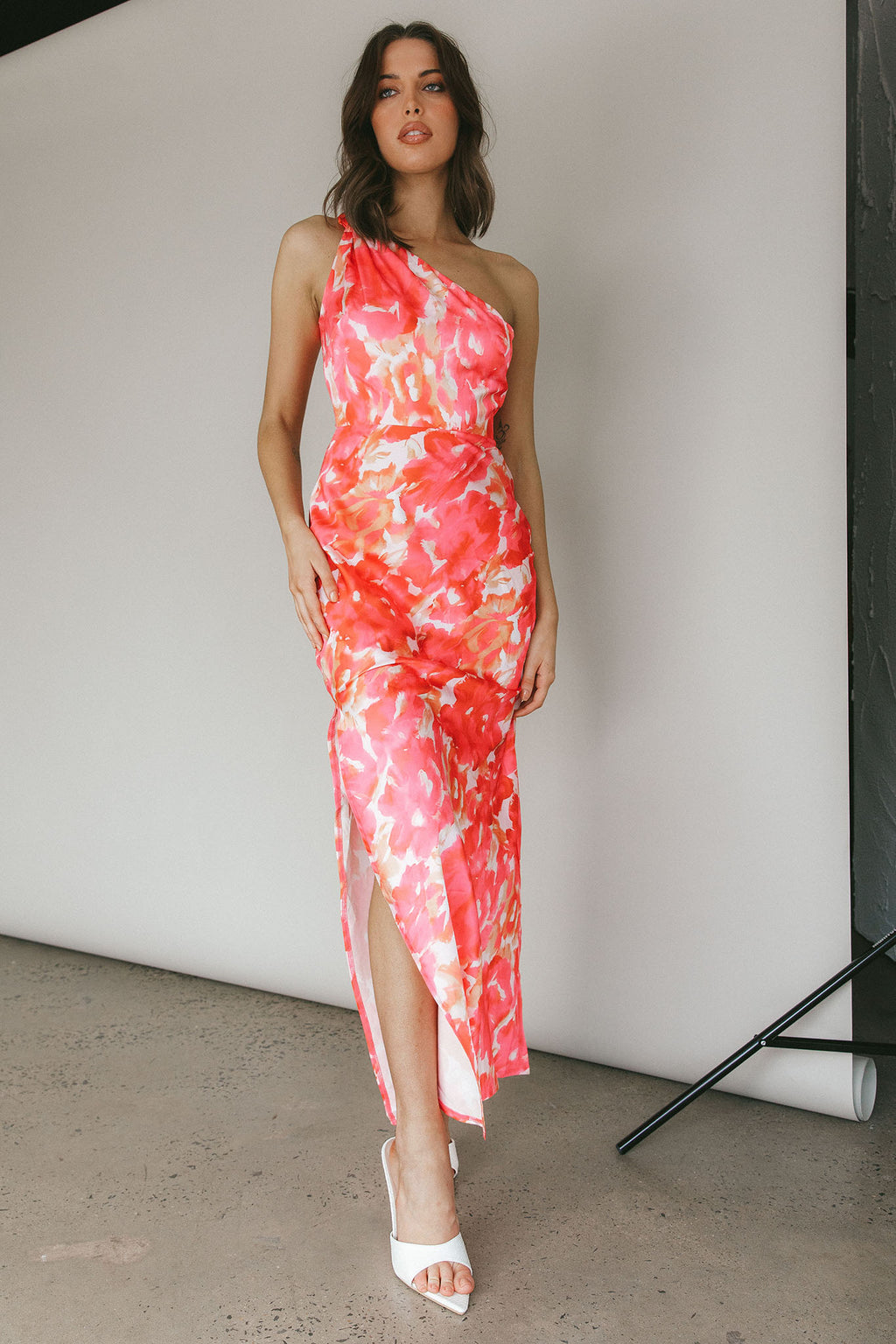Portland One-Shoulder Maxi Dress Floral Pink by Selfie Leslie Australia