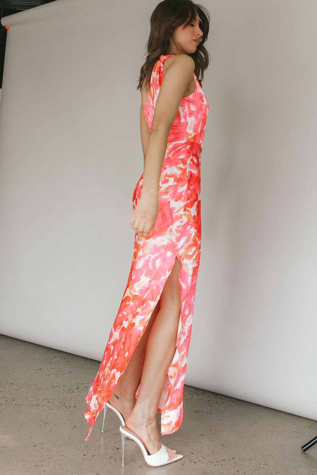 Portland One-Shoulder Maxi Dress Floral Pink by Selfie Leslie Australia