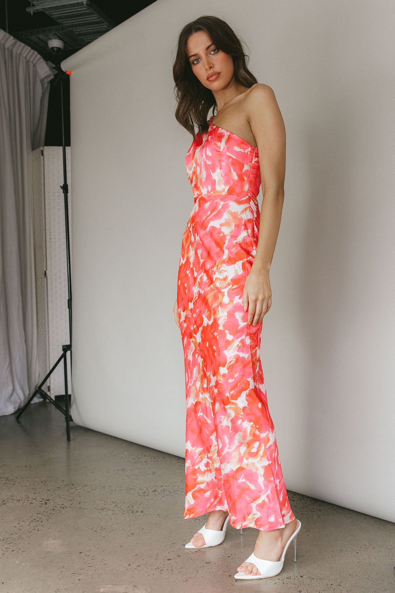 Portland One-Shoulder Maxi Dress Floral Pink by Selfie Leslie Australia