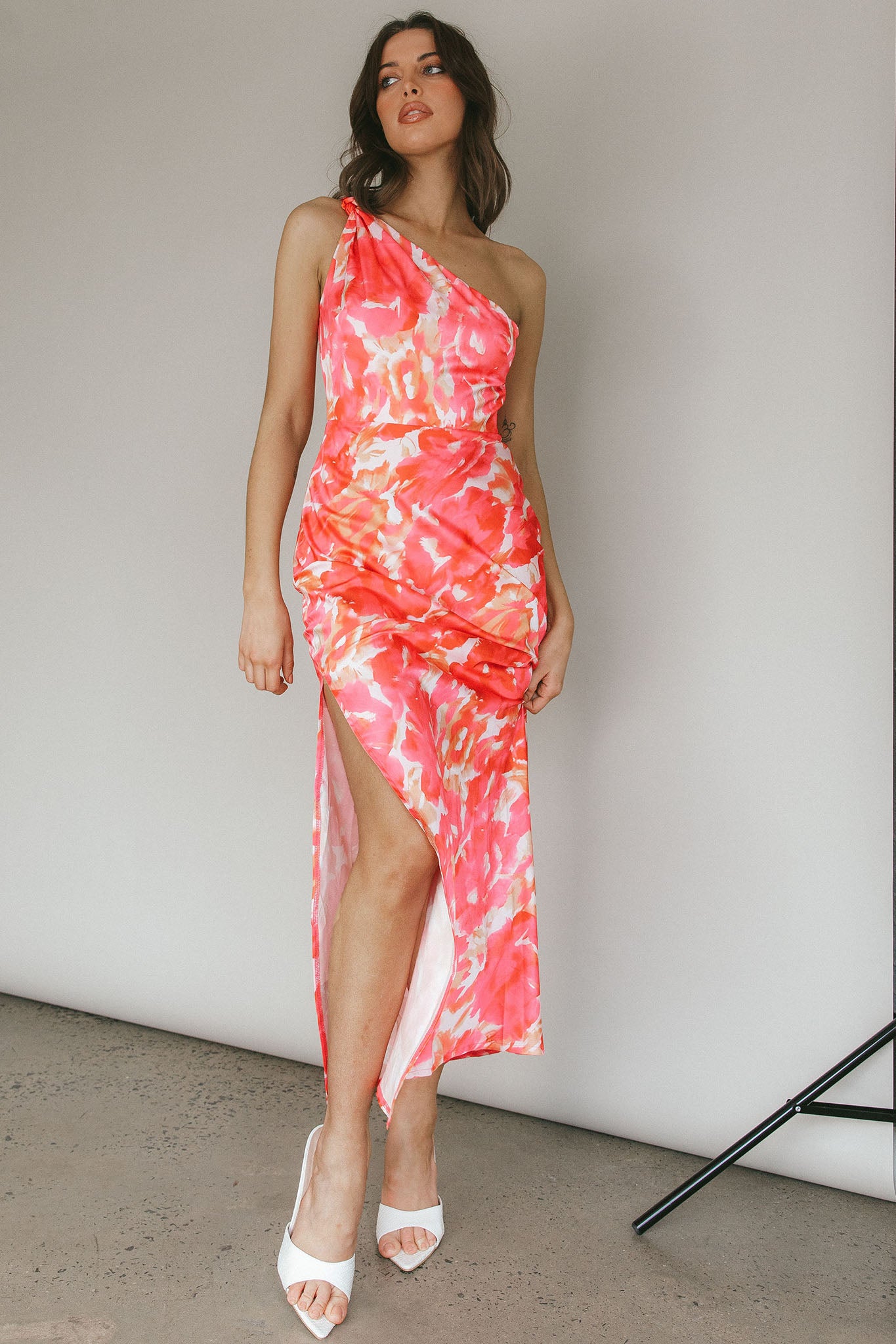 Portland One-Shoulder Maxi Dress Floral Pink by Selfie Leslie Australia
