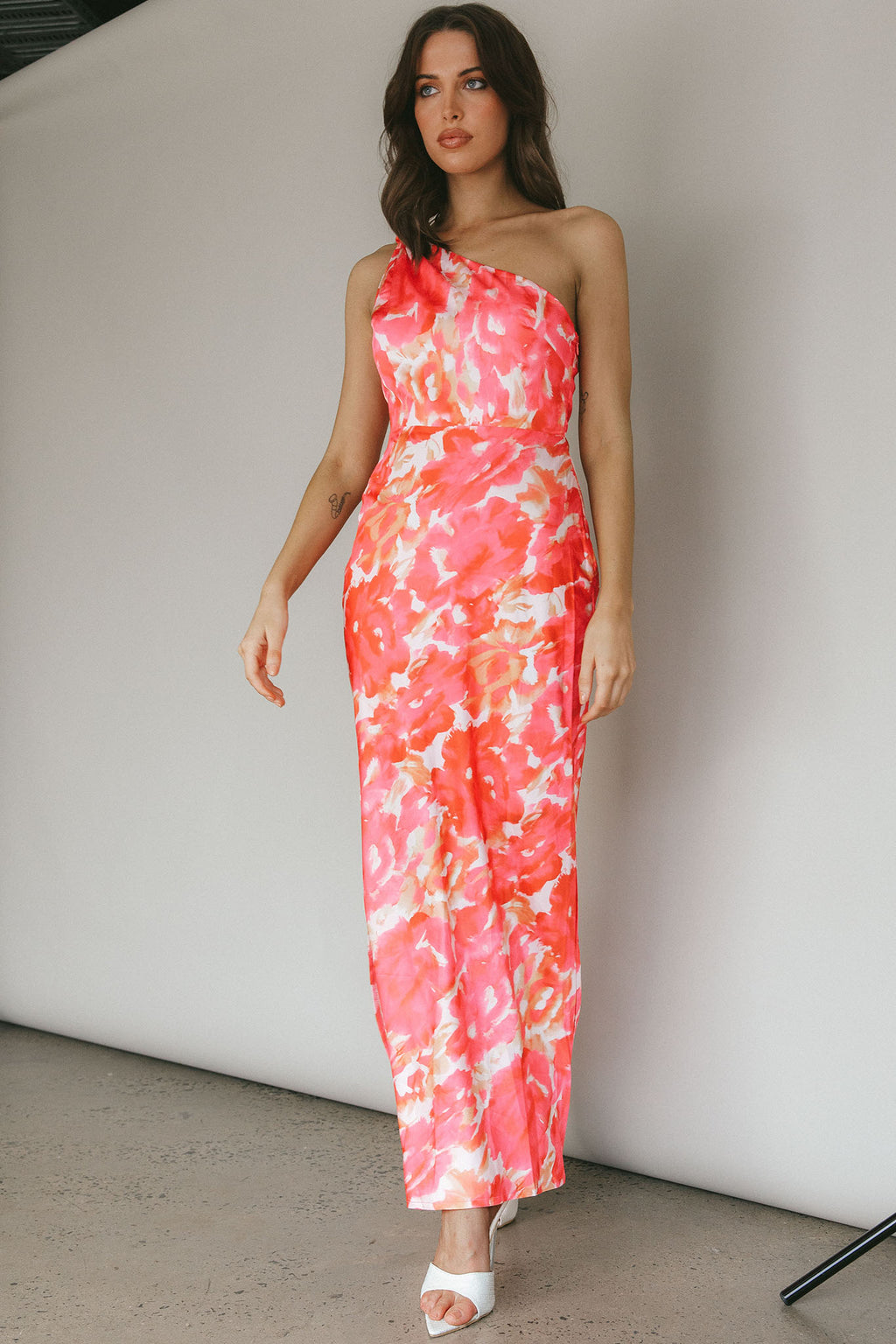 Portland One-Shoulder Maxi Dress Floral Pink by Selfie Leslie Australia