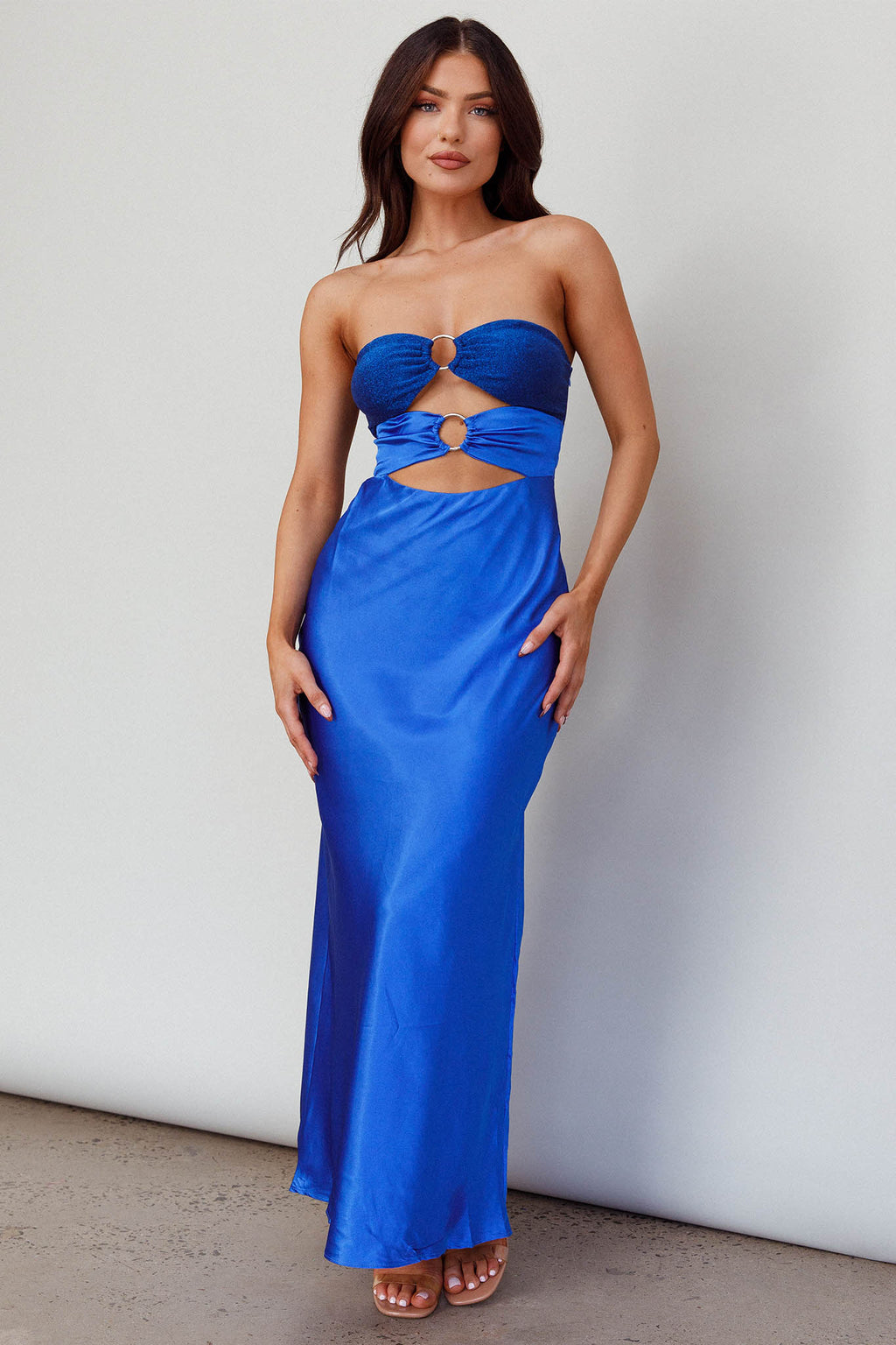 L'Amore Cut-Out Bodice Midi Dress Deep Blue by Selfie Leslie Australia