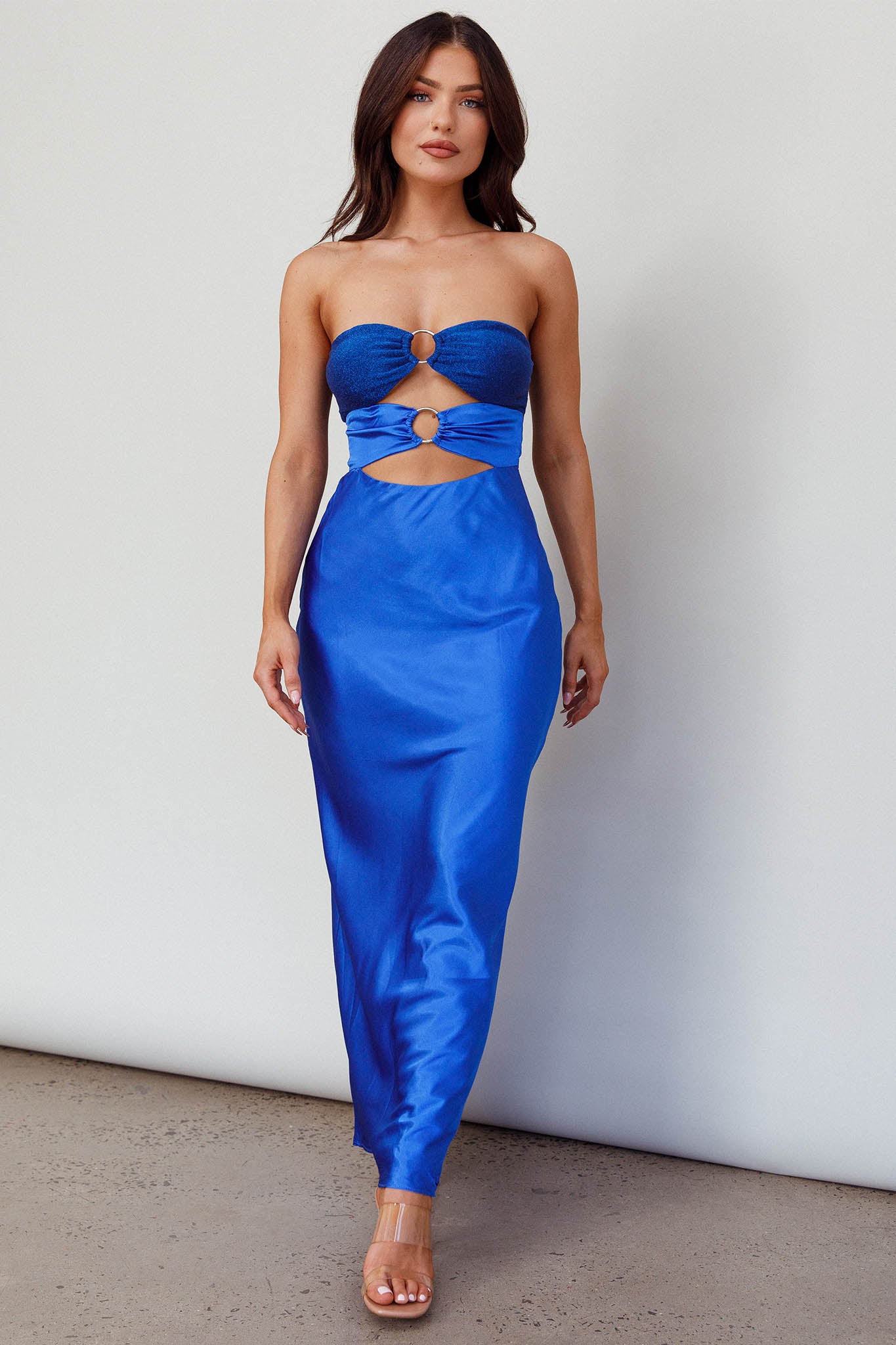 L'Amore Cut-Out Bodice Midi Dress Deep Blue by Selfie Leslie Australia