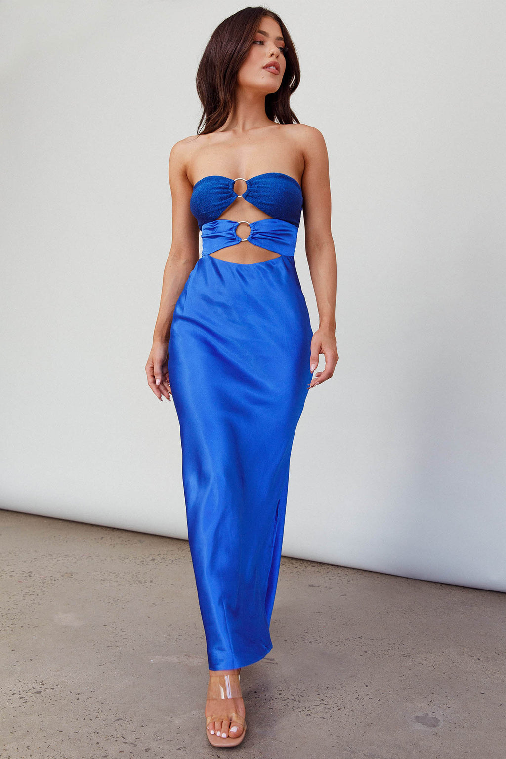 L'Amore Cut-Out Bodice Midi Dress Deep Blue by Selfie Leslie Australia