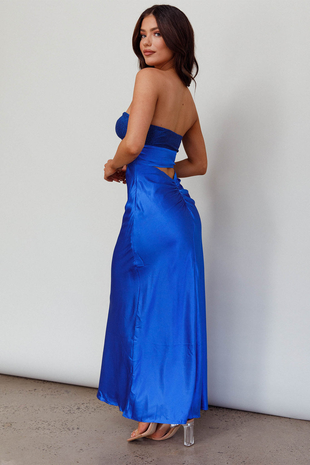 L'Amore Cut-Out Bodice Midi Dress Deep Blue by Selfie Leslie Australia