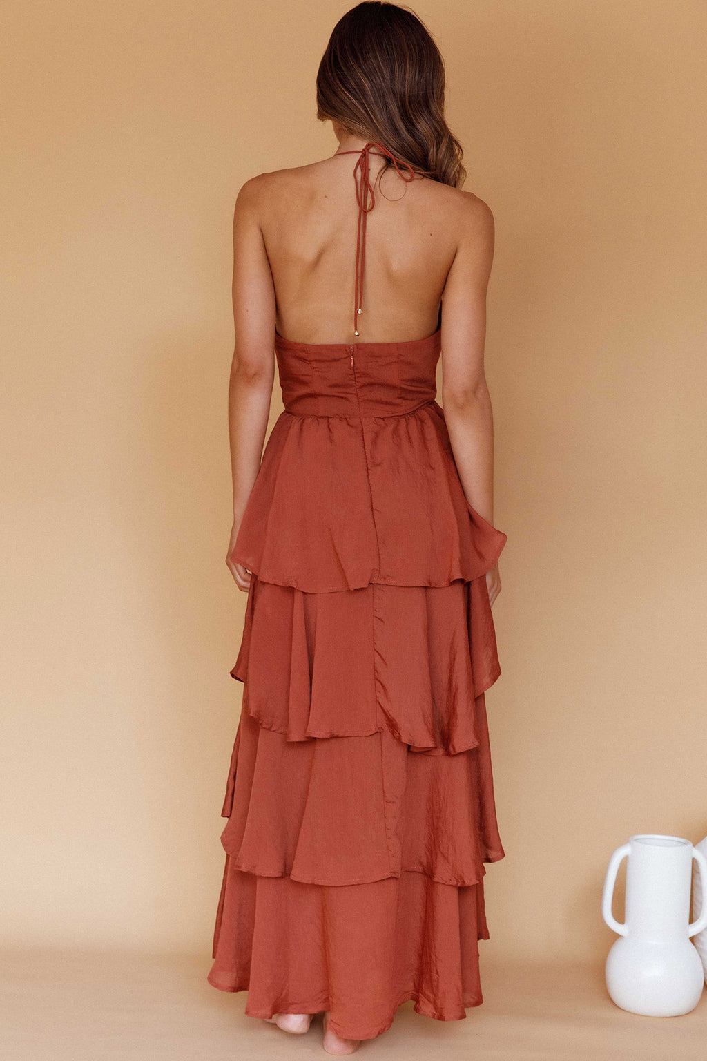 Catalina Tiered Ruffle Maxi Dress Cocoa by Selfie Leslie Australia