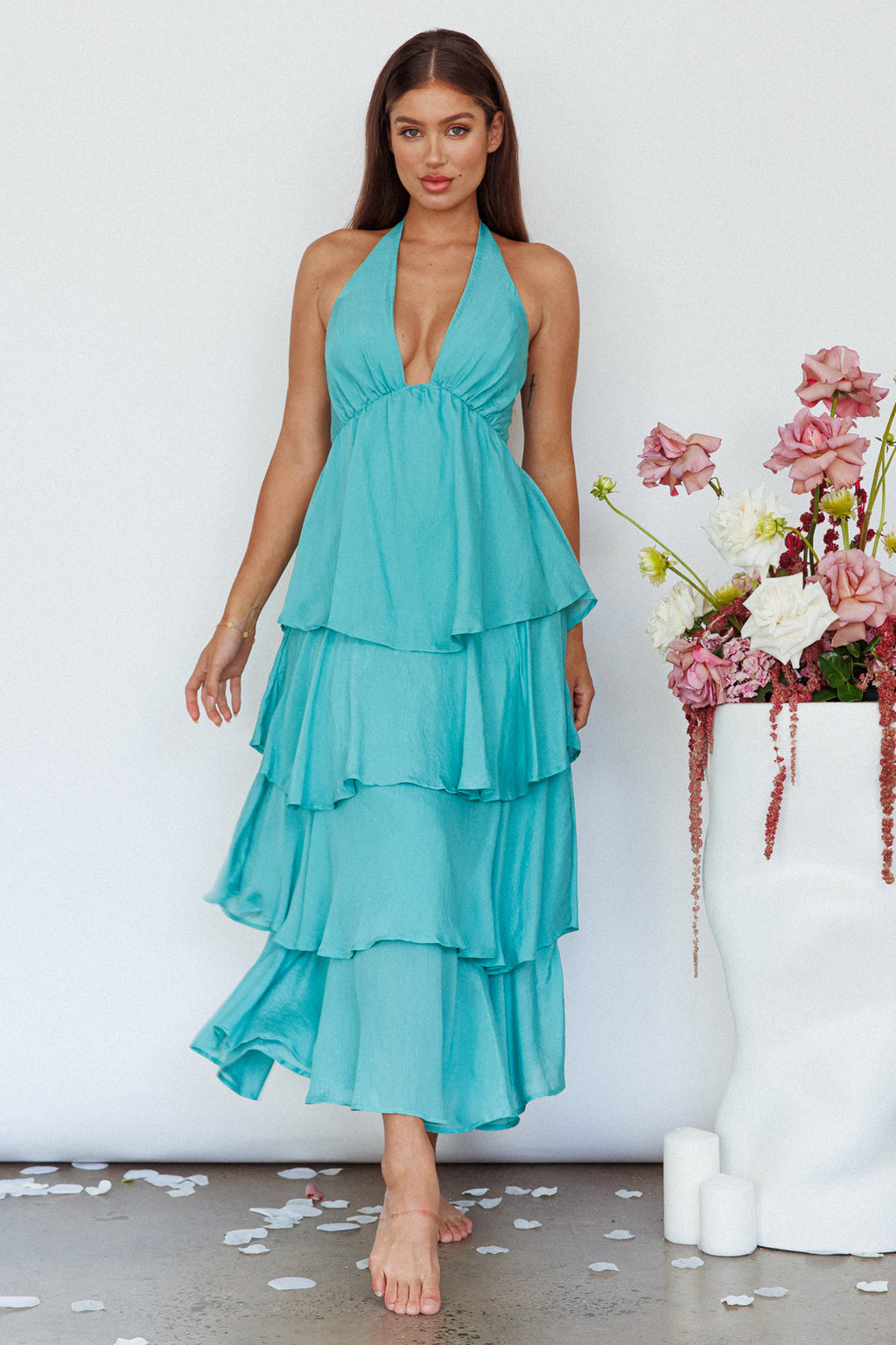 Catalina Tiered Ruffle Maxi Dress Mint by Selfie Leslie Australia