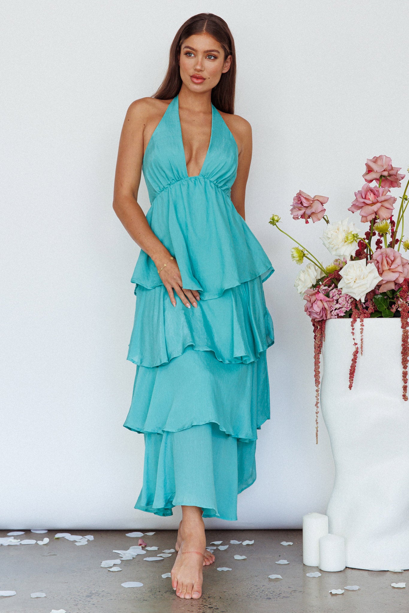 Catalina Tiered Ruffle Maxi Dress Mint by Selfie Leslie Australia