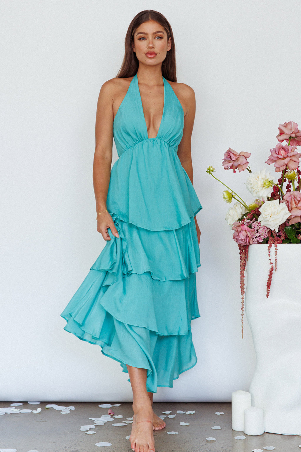 Catalina Tiered Ruffle Maxi Dress Mint by Selfie Leslie Australia