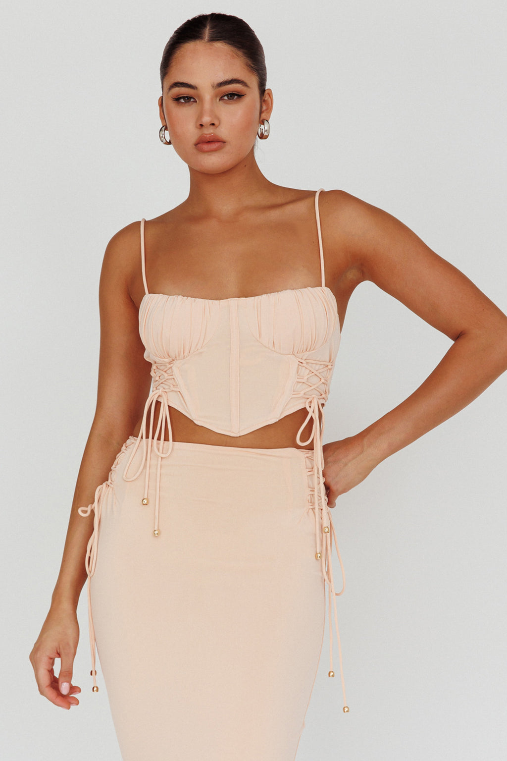 Graziella Corset Crop Top Egg Shell by Selfie Leslie Australia