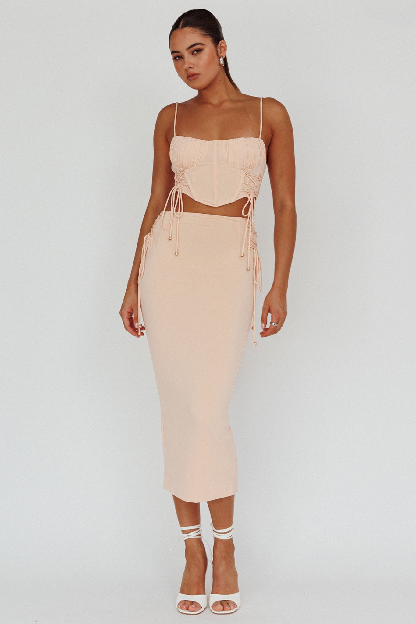 Graziella Corset Crop Top Egg Shell by Selfie Leslie Australia