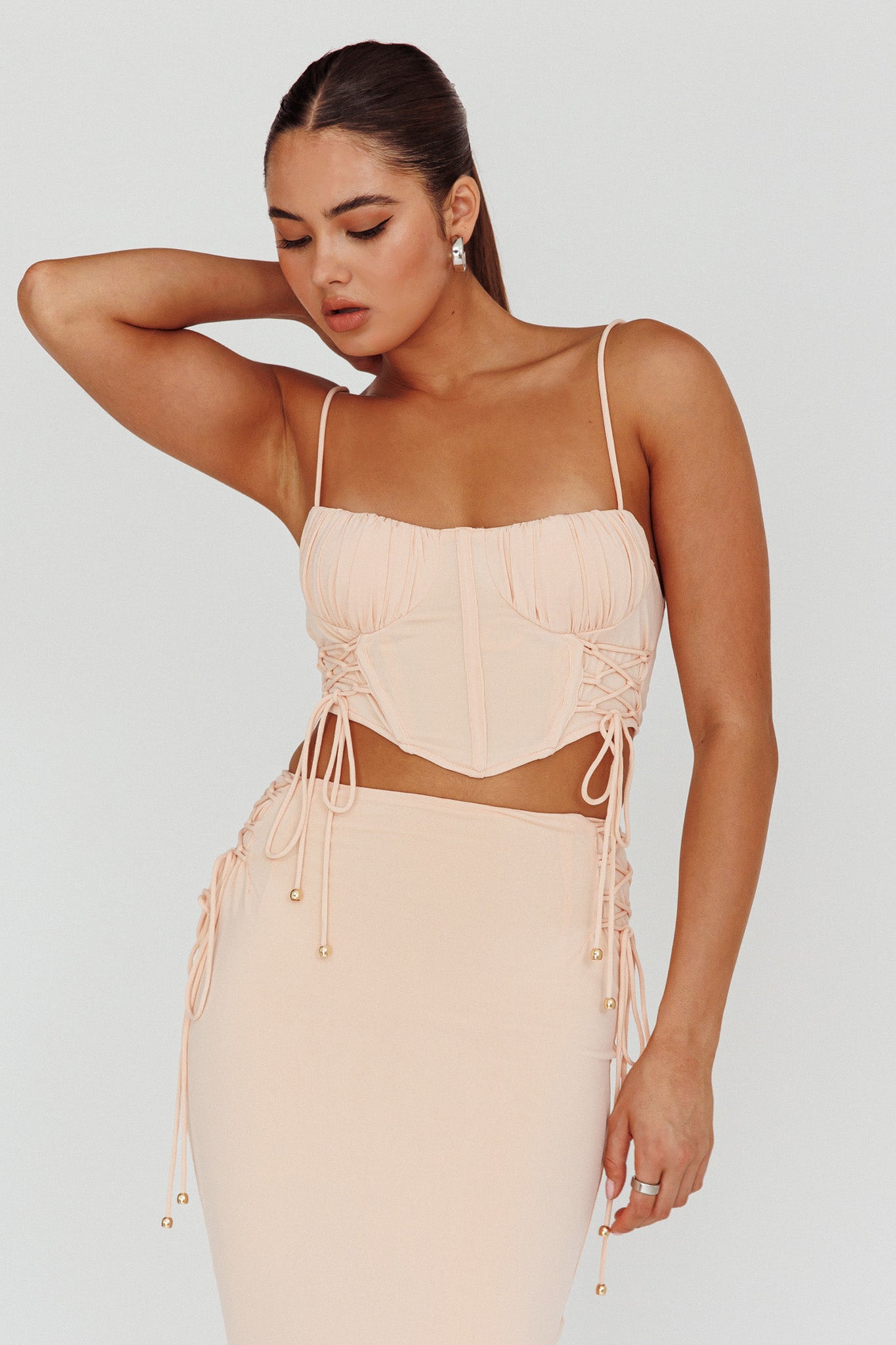Graziella Corset Crop Top Egg Shell by Selfie Leslie Australia