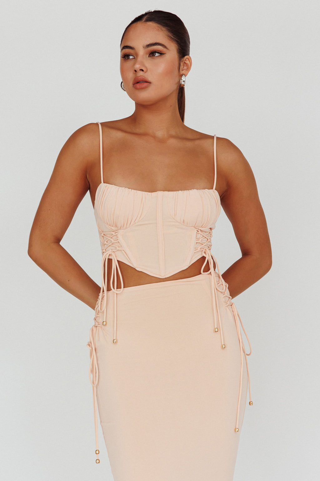 Graziella Corset Crop Top Egg Shell by Selfie Leslie Australia