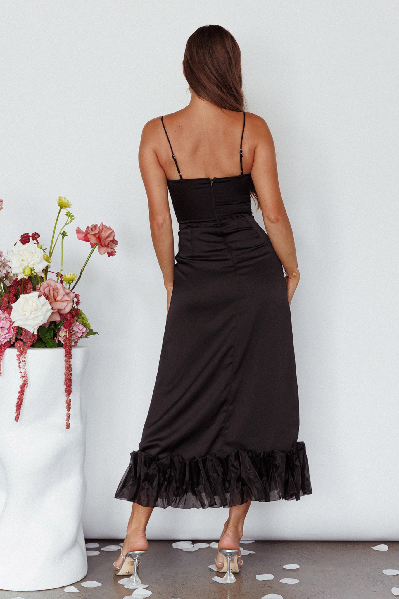 Buona Sera Hem Decoration Midi Dress Black by Selfie Leslie Australia