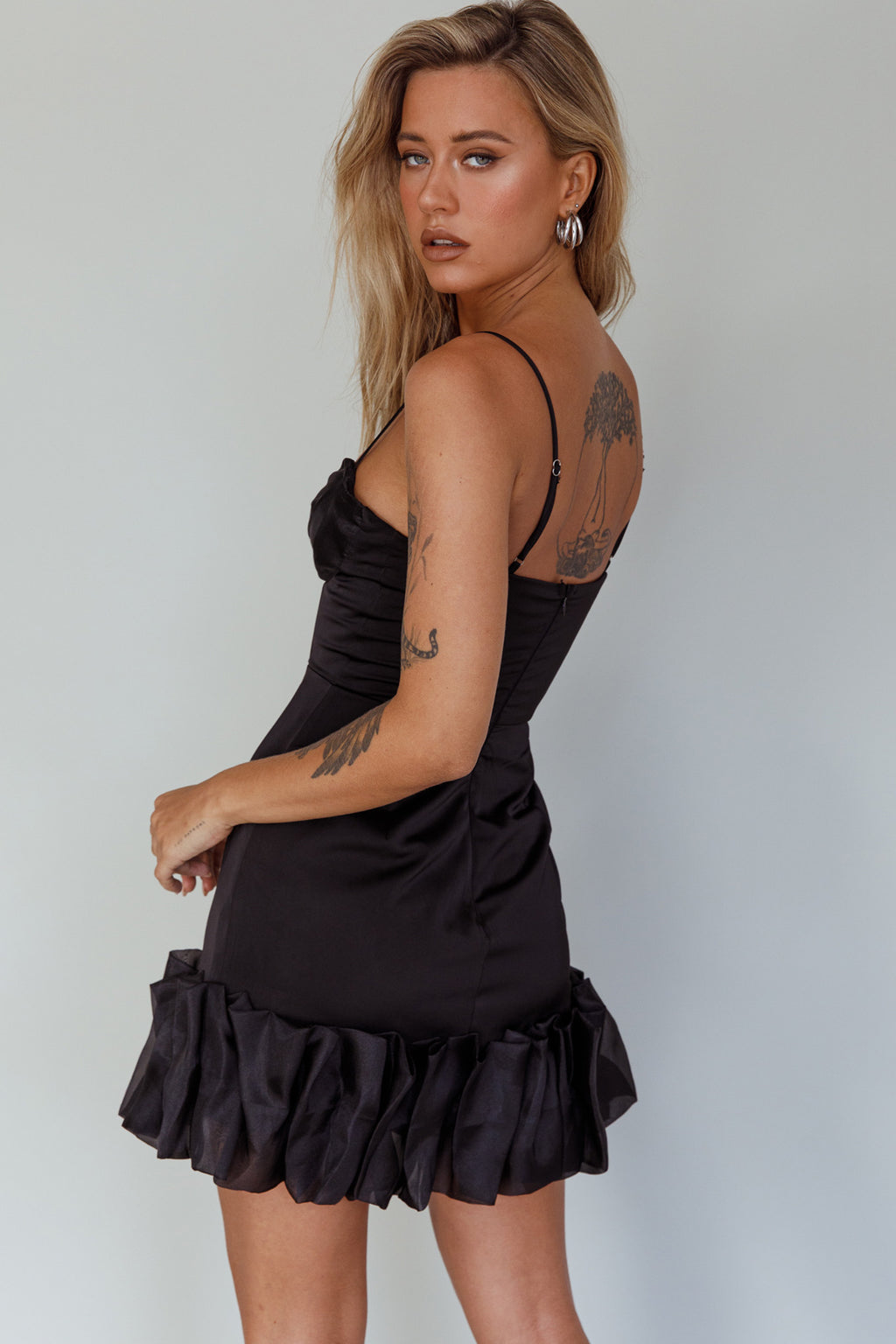 Buona Sera Hem Decoration Mini Dress Black by Selfie Leslie Australia