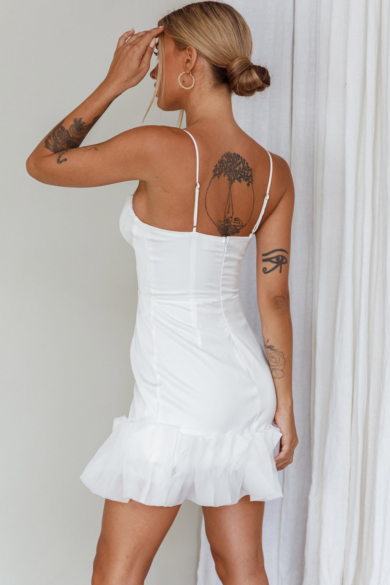 Buona Sera Hem Decoration Mini Dress White by Selfie Leslie Australia