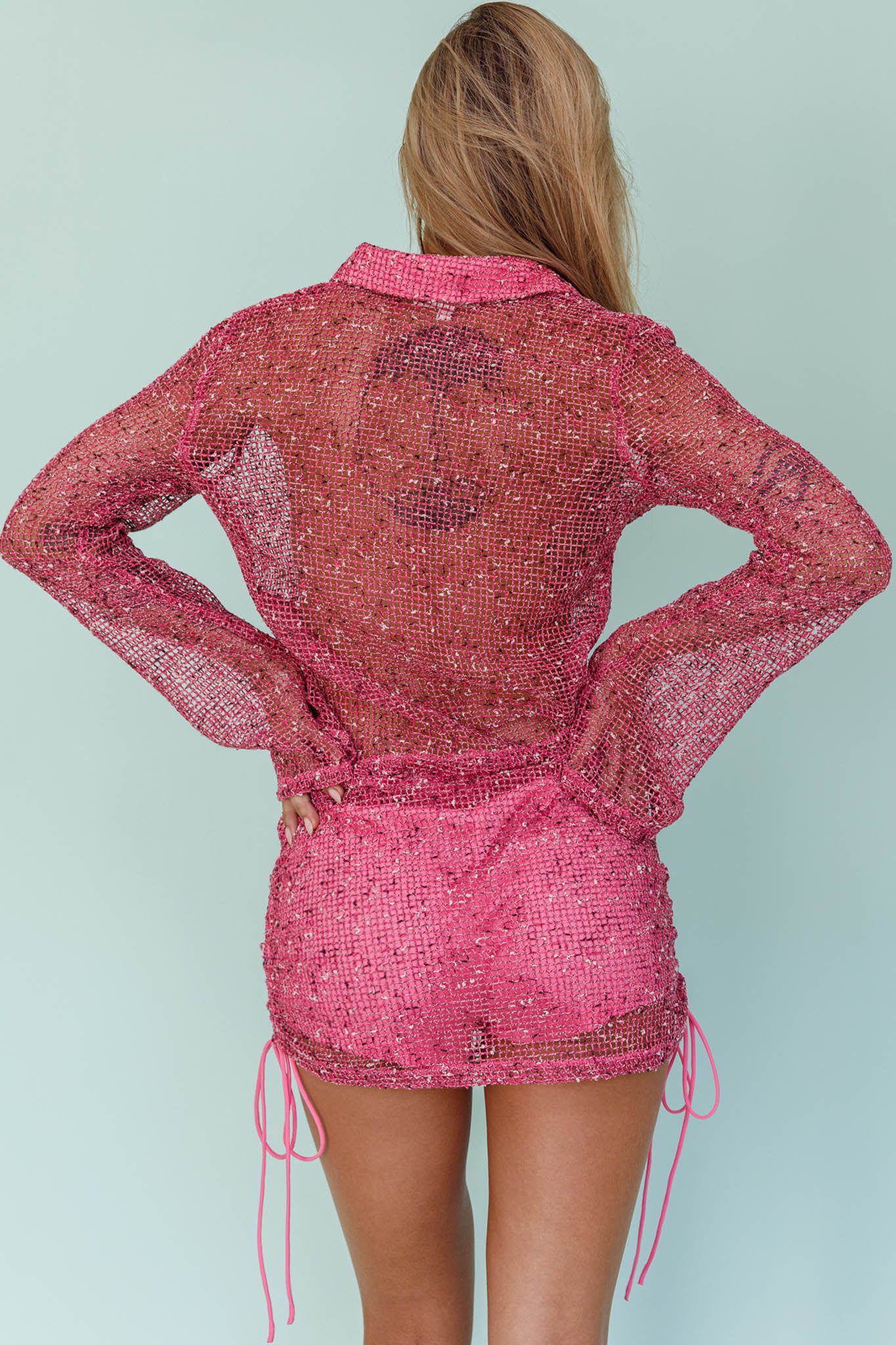 Lexi Long Sleeve Button Top Barbie Pink by Selfie Leslie Australia