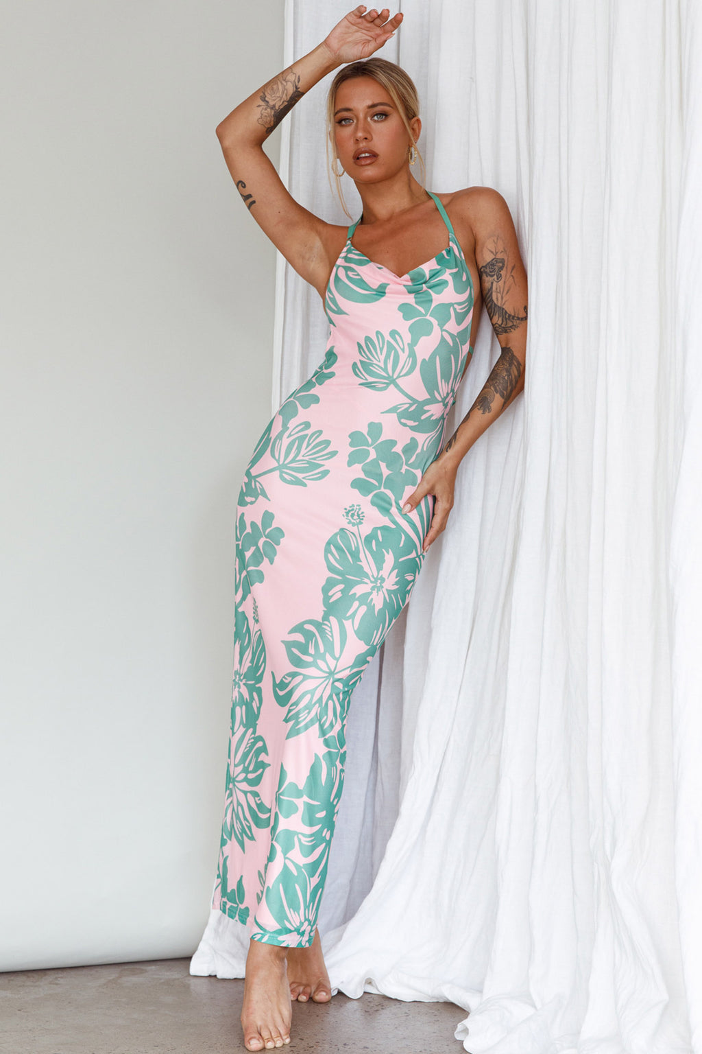 Fiji Feeling Midi Dress Tropical Pink by Selfie Leslie Australia